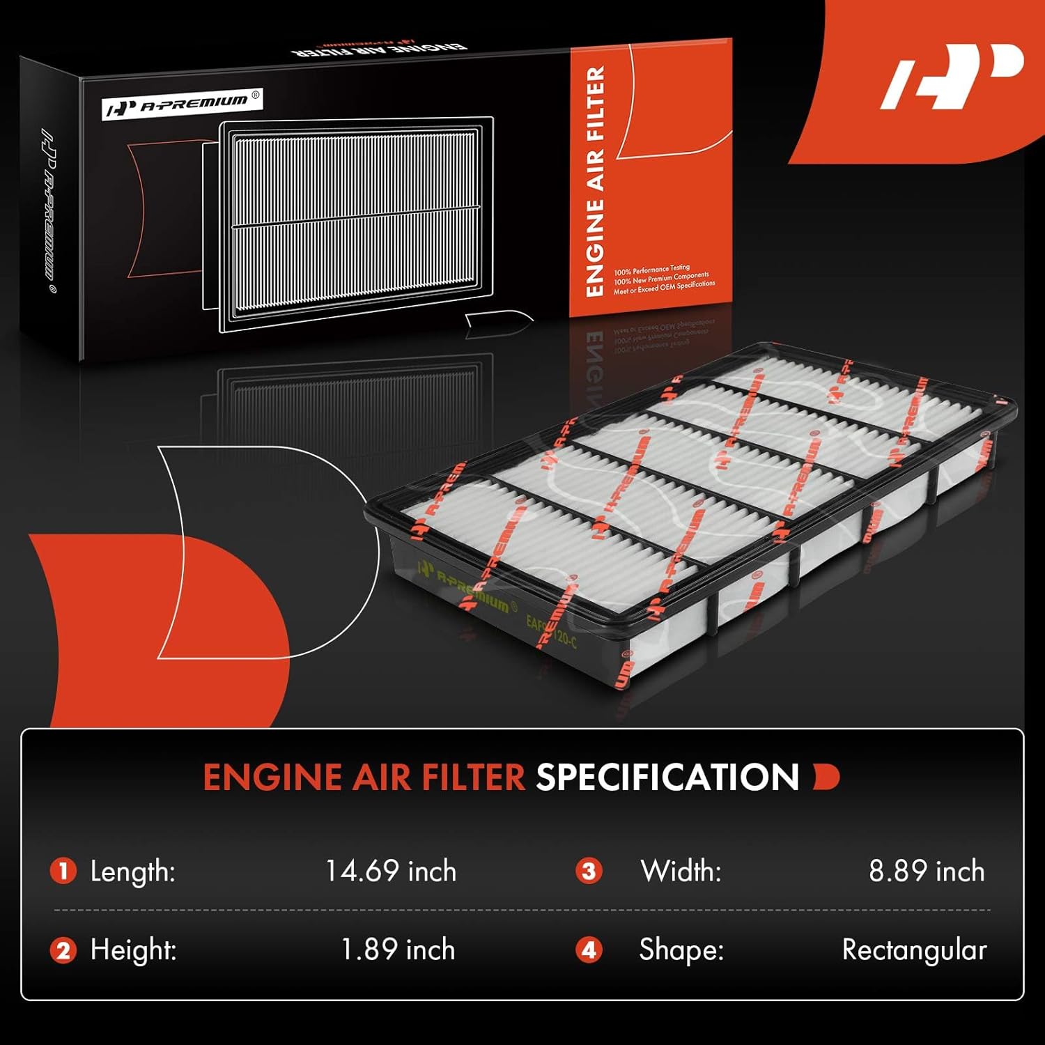 A-Premium 2-PC Engine Air Filter Compatible with Dodge Viper 2008-2010/2015-2017 & Mazda RX-8 RX8 2004-2011 & SRT Viper 2013-2014, 1.3L 8.4L, Replace# 05038070AA, N3H113Z40