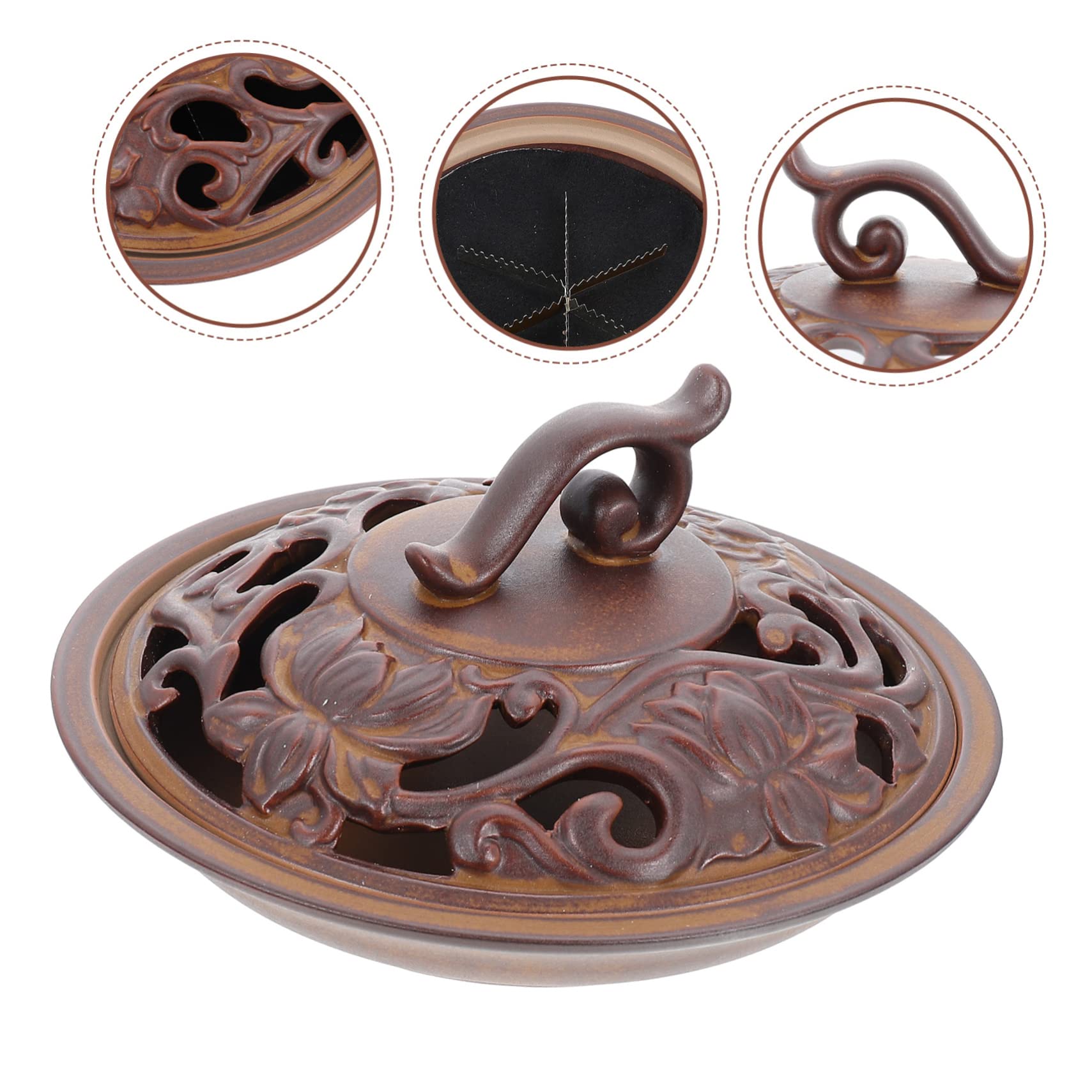Cabilock Bruciatore Di Incenso Ceramica Retro Incensiere Decorativo Per Casa Ufficio e Spa Atmosfera Artistica Unica Bruciatore Per Aromaterapia e Meditazione Design Elegante Con Effetto