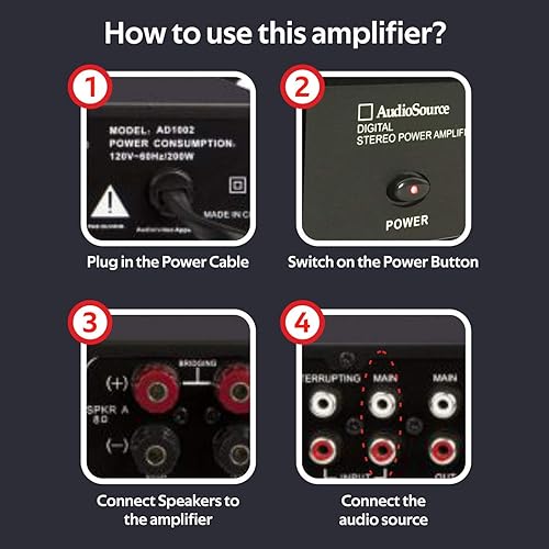 Miniatura 4 de AudioSource Amplificador digital, amplificador estéreo AD1002 de 2 canales de potencia D para sistemas de sonido caseros
