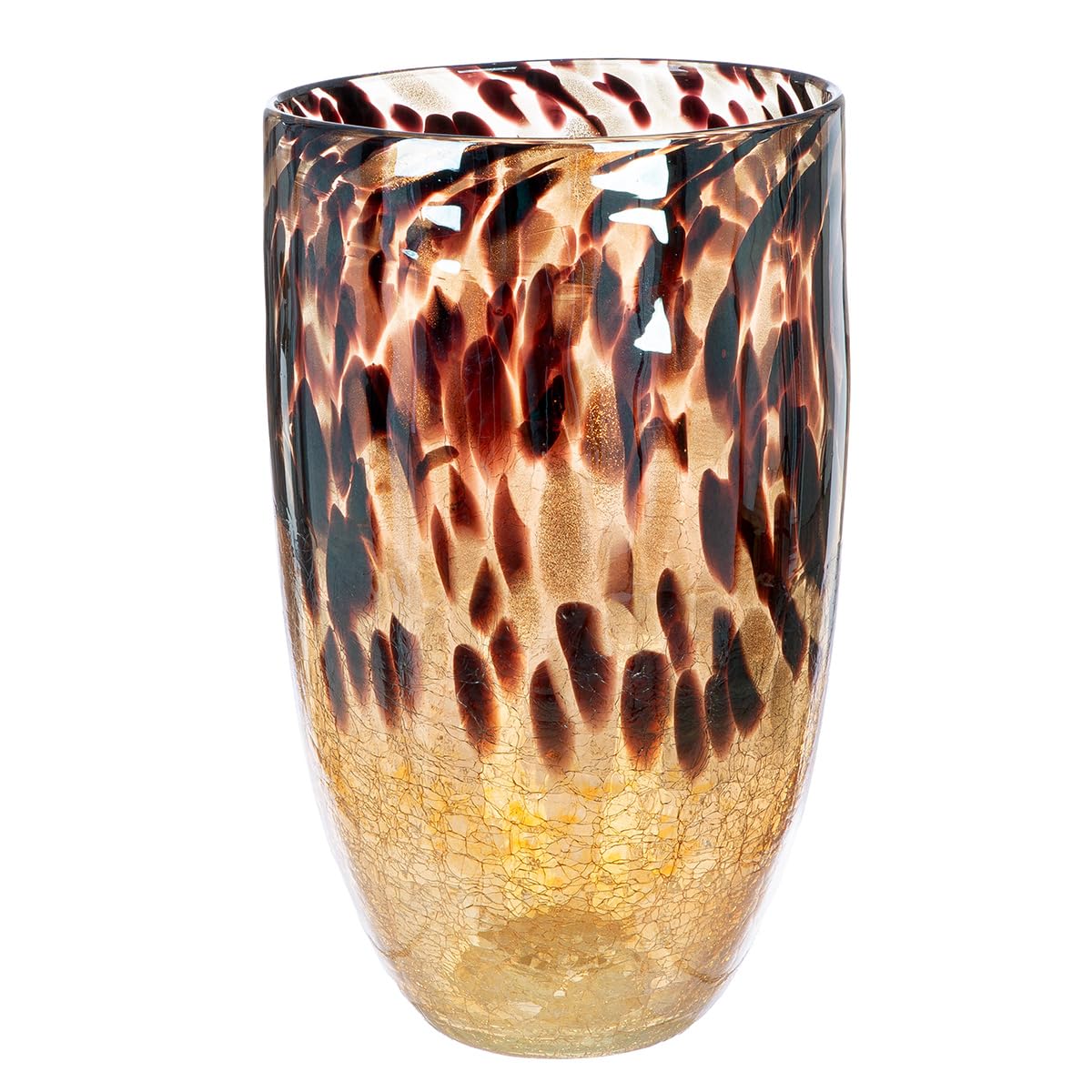 GILDE GLAS art Decorative Glass Vase Brown Handmade - Gift for Wedding Height 29 cm