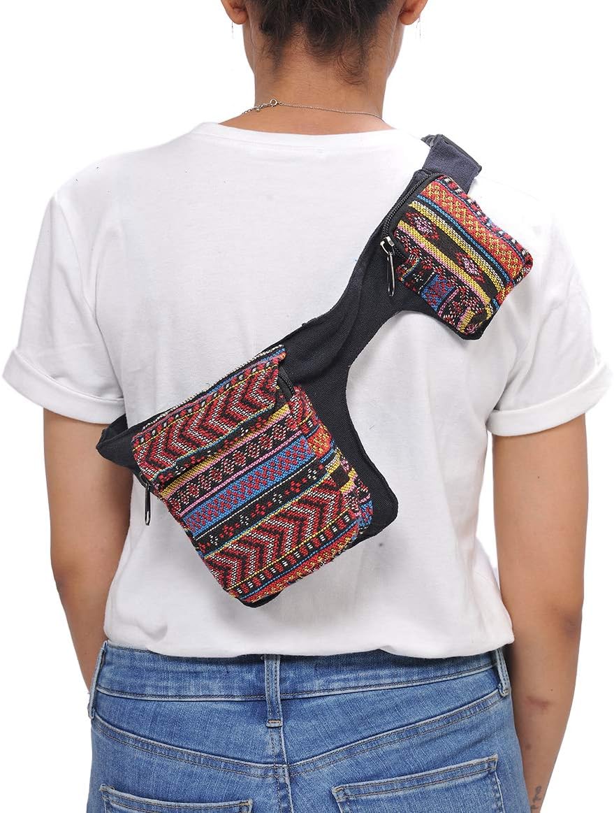 The Collection Royal Handmade Festival Multi-Pocket Waistpack Boho Hippie Waist Bag Hip Bum Running Belt Fanny Pack Travel Utility Belt