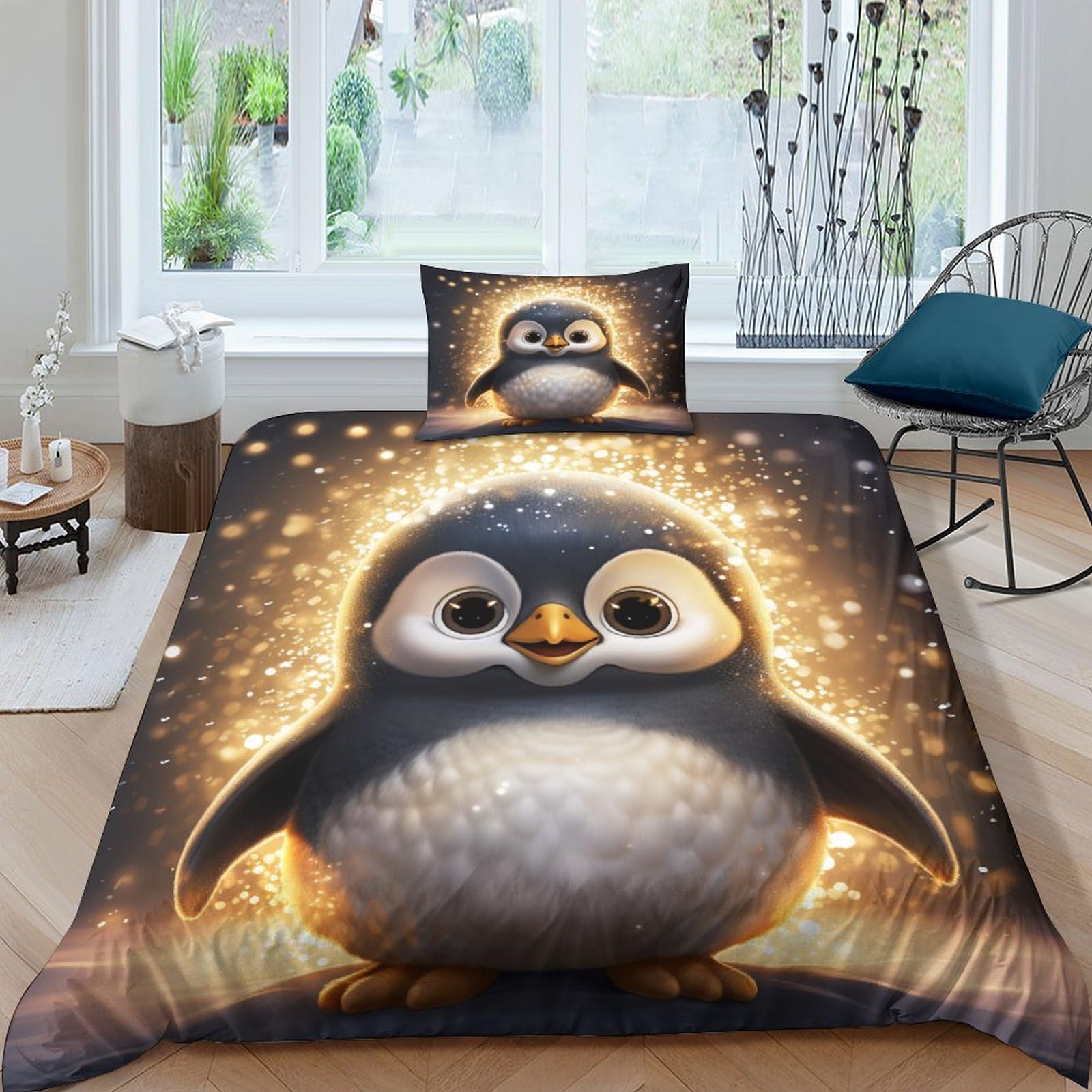 Housses de couettes 3 pièces pingouin pour une chambre d'enfant cocooning et chaleureuse