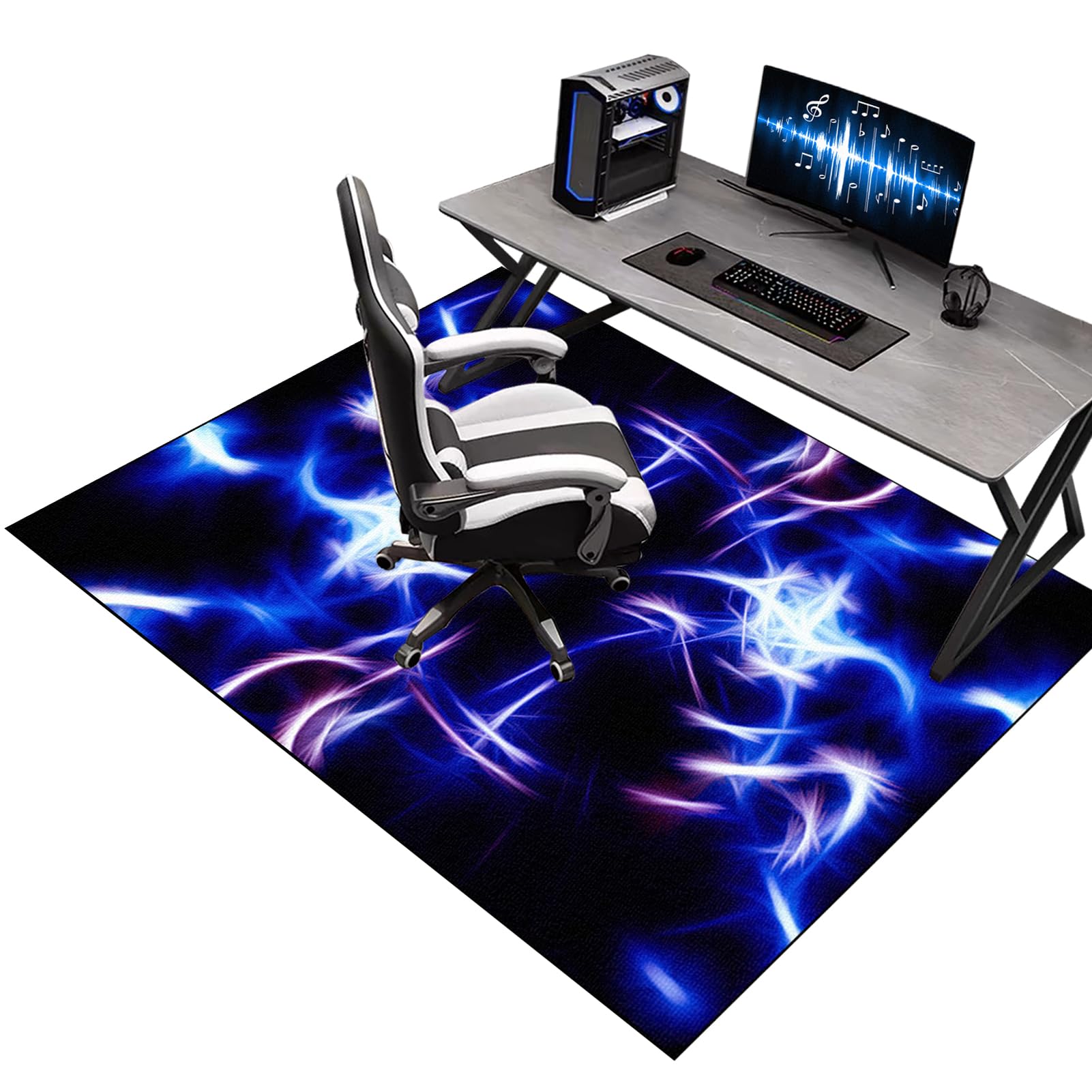 KQIEJUY Gaming Chair Mats for Carpeted Floors, Office Chair Mat for Hardwood Floor, Computer Rolling Chair Mat Hard Floor for Home and Office, Machine Washable Desk Floor Protector Rug 170 x 190 cm