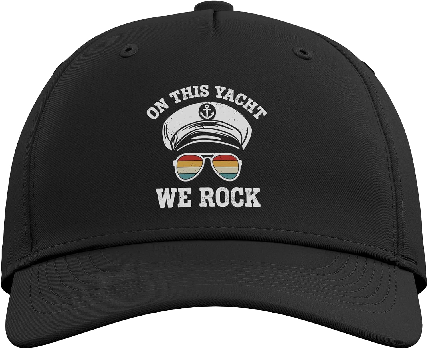 On This Yacht We Rock Boat Party Music Funny Boating Adjustable Baseball Hat image 2