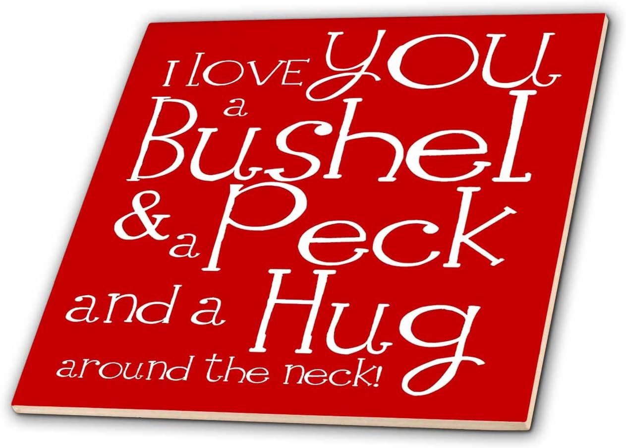 3dRose ct_193475_4 I Love You a Bushel and a Peck. Red Ceramic Tile, 12"