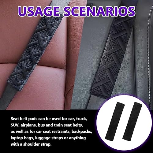 Miniatura 7 de Kewucn Almohadillas para cinturón de seguridad de automóvil, paquete de 2 fundas suaves y cómodas para cinturón de seguridad, almohadilla de arnés
