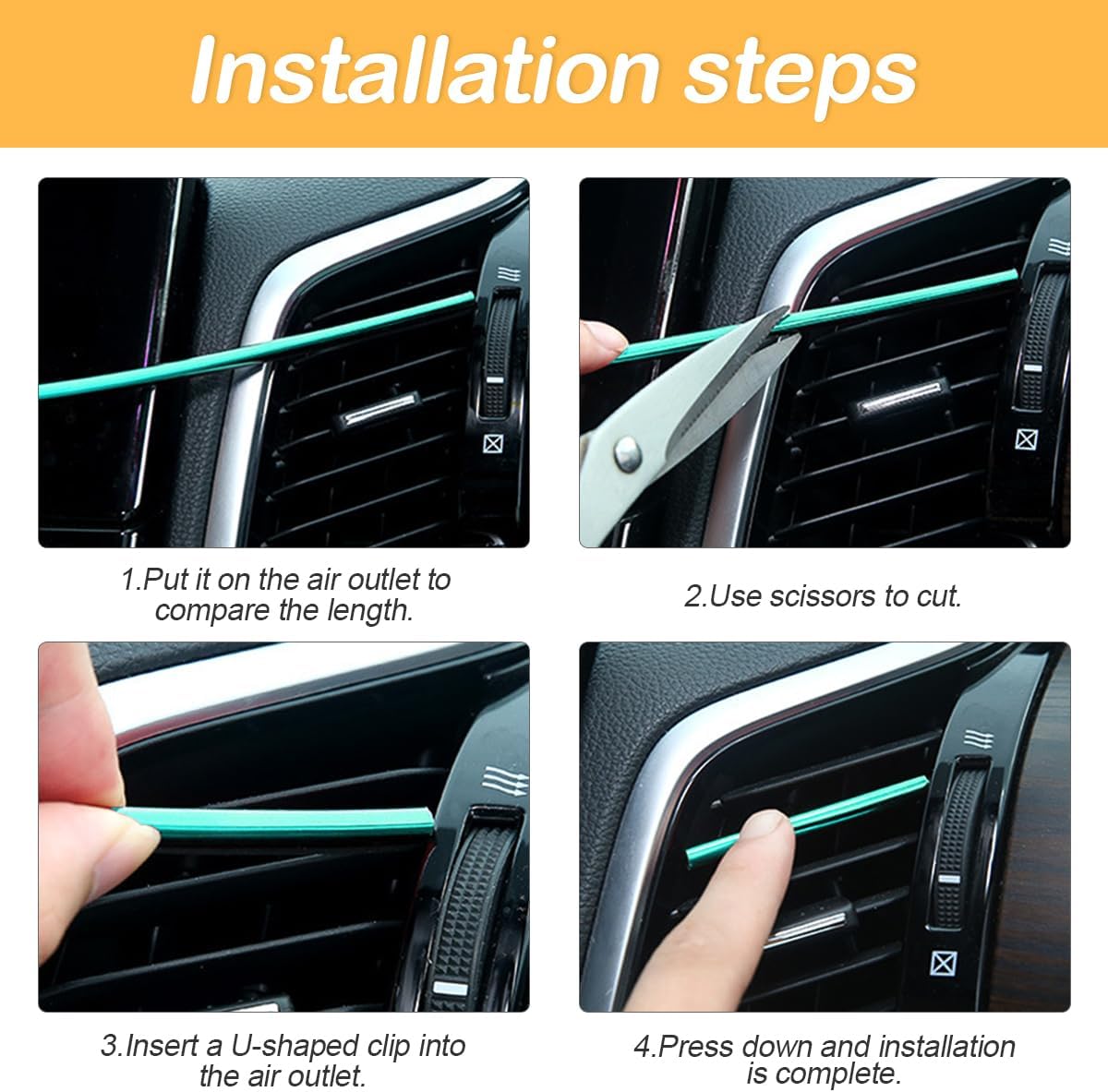 20 Pcs Car Air Conditioner Outlet Decoration Strip, Decorative Trim for Auto Air Vent Outlet, Waterproof Automotive Interior Decors for Men Women, Universal for Most Vehicles (Red) thumbnail