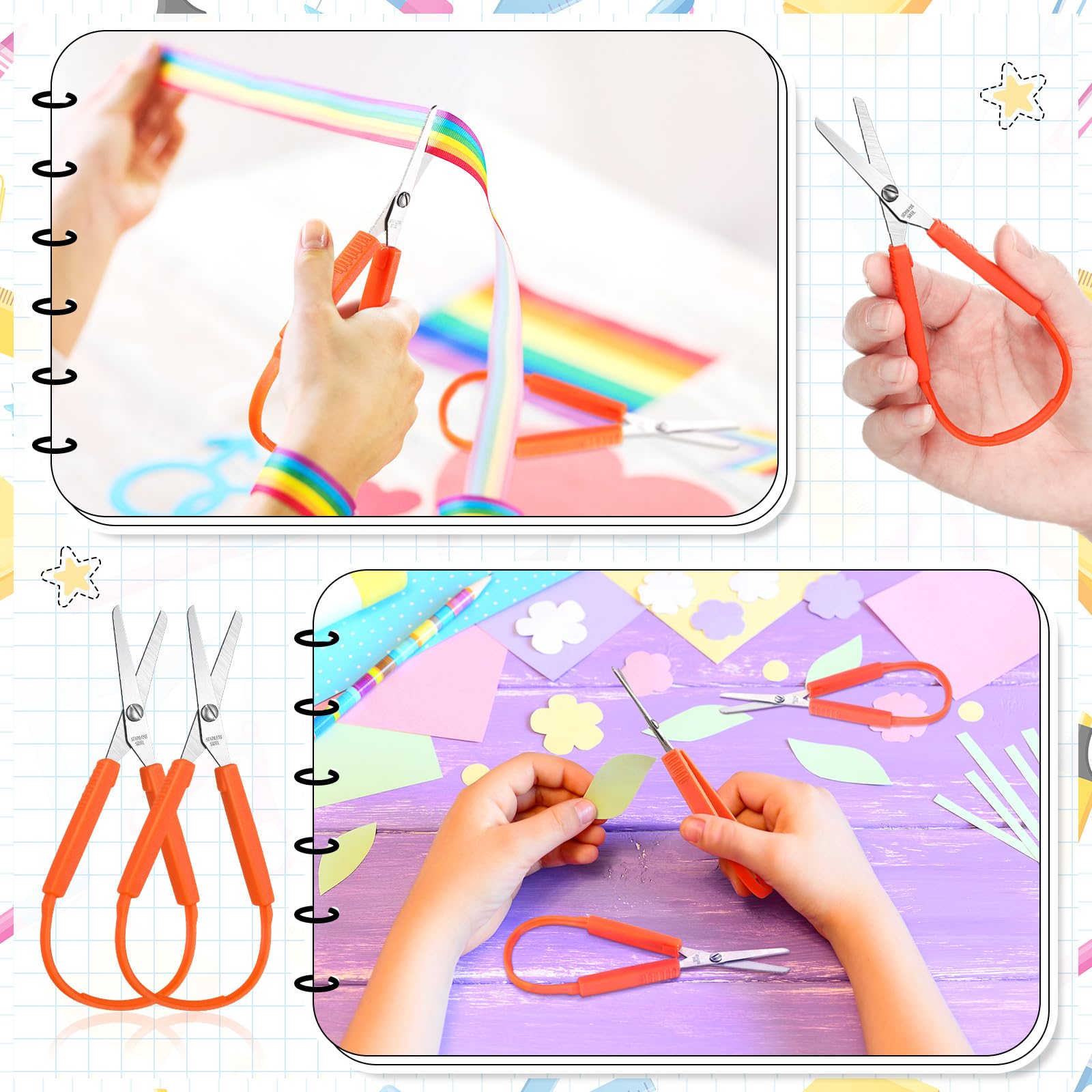Support Scissors Snapklik.com : Honoson 10 Packs Loop Scissors For Kids 5.5 Inches Grip ...