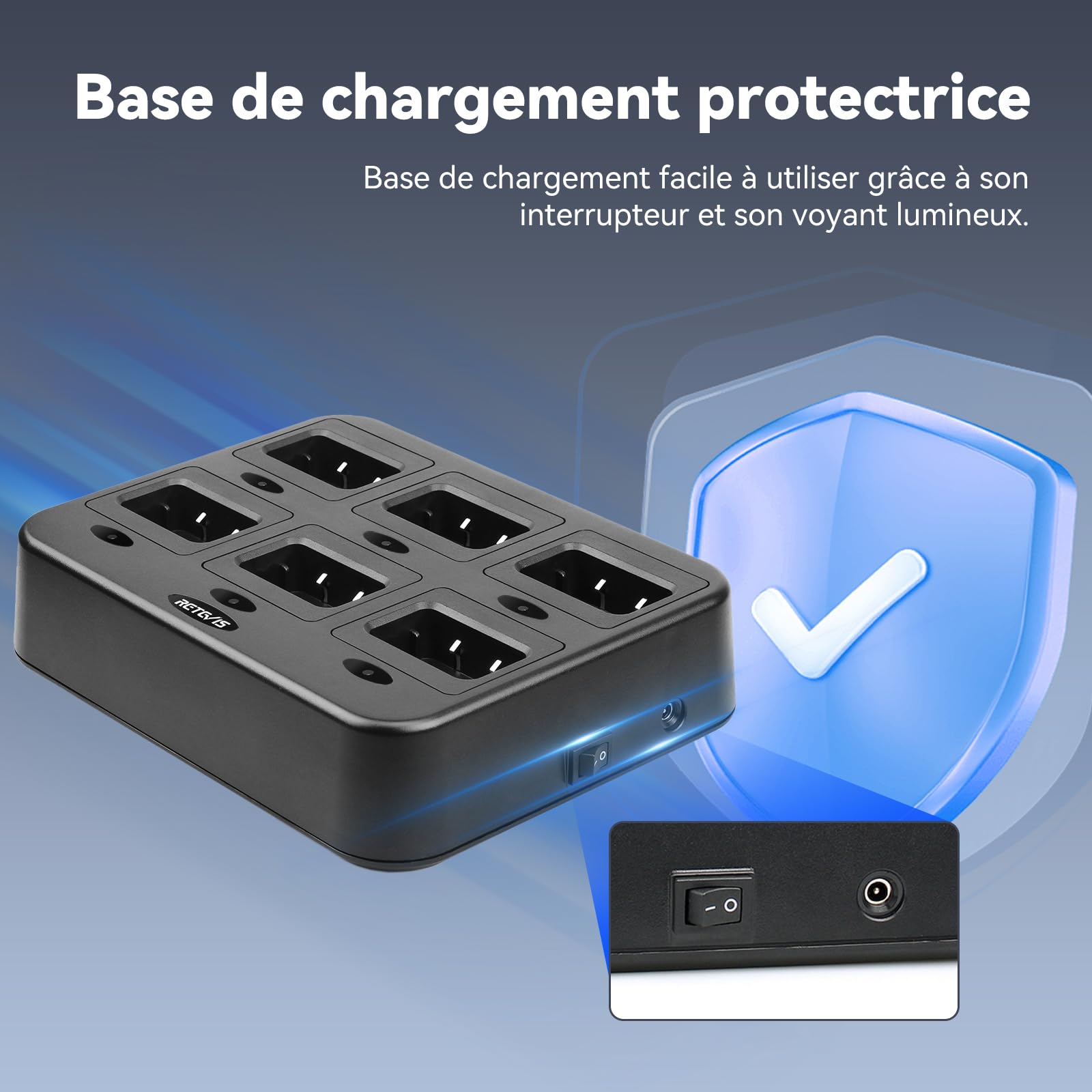 Retevis RT27 Talkie Walkies Professionnel, Longue Portée Talkie -Walkie Rechargeable avec Chargeur à 6 RMR 446 sans Licence, Radio Bidirectionnelle pour Camp Sécurité, Fabricant (6 Pièces)