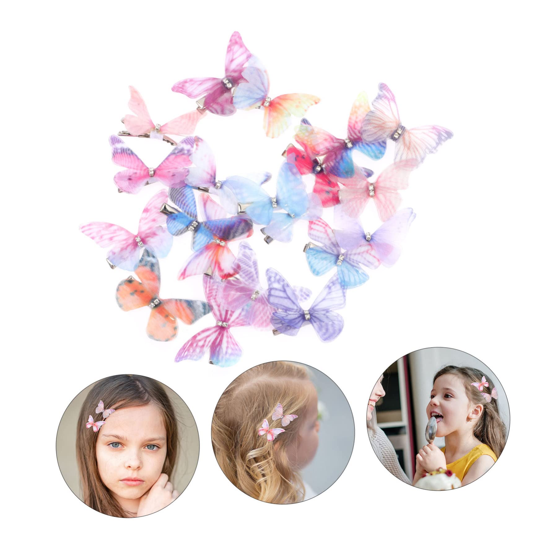 BESTYASH 100 Sztuk Motyl Spinka Do Włosów Akcesoria Do Włosów Brokatowe Akcesoria Do Włosów Wróżka Metalowe Spinki Do Włosów Małe Motyle Spinki Do Włosów Mini Pazury Kawaii Szyfonowa Panna