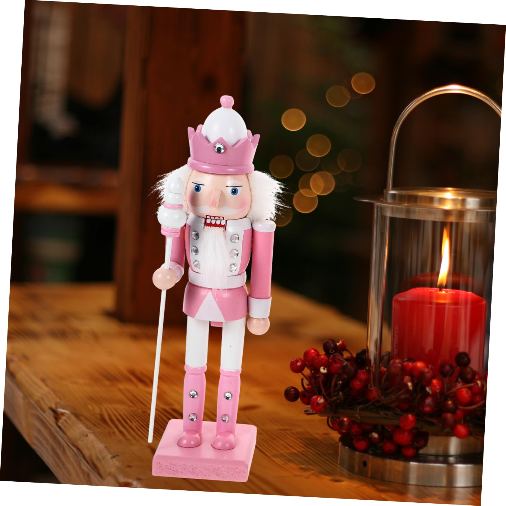 4pezzi Schiaccianoci Soldato in Legno Ornamento Natalizio Decorazione da Tavolo per Feste di Natale di Movimento Bocca