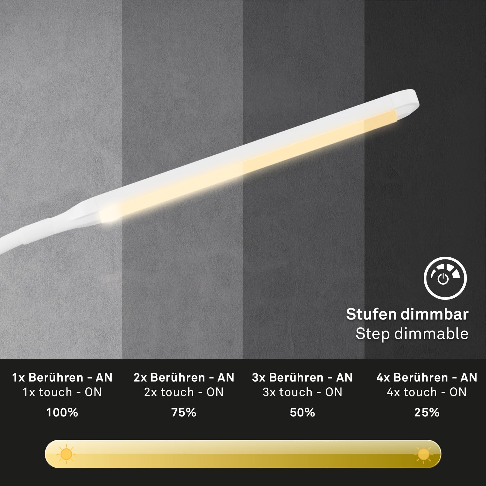 Briloner Lampada da Terra LED Dimmerabile Come Decorazione in Soggiorno e Lampada da Lettura, Lampada LED Orientabile, Lampada da Soggiorno, Touch, Illuminazione Indiretta, Bianco (1472016)