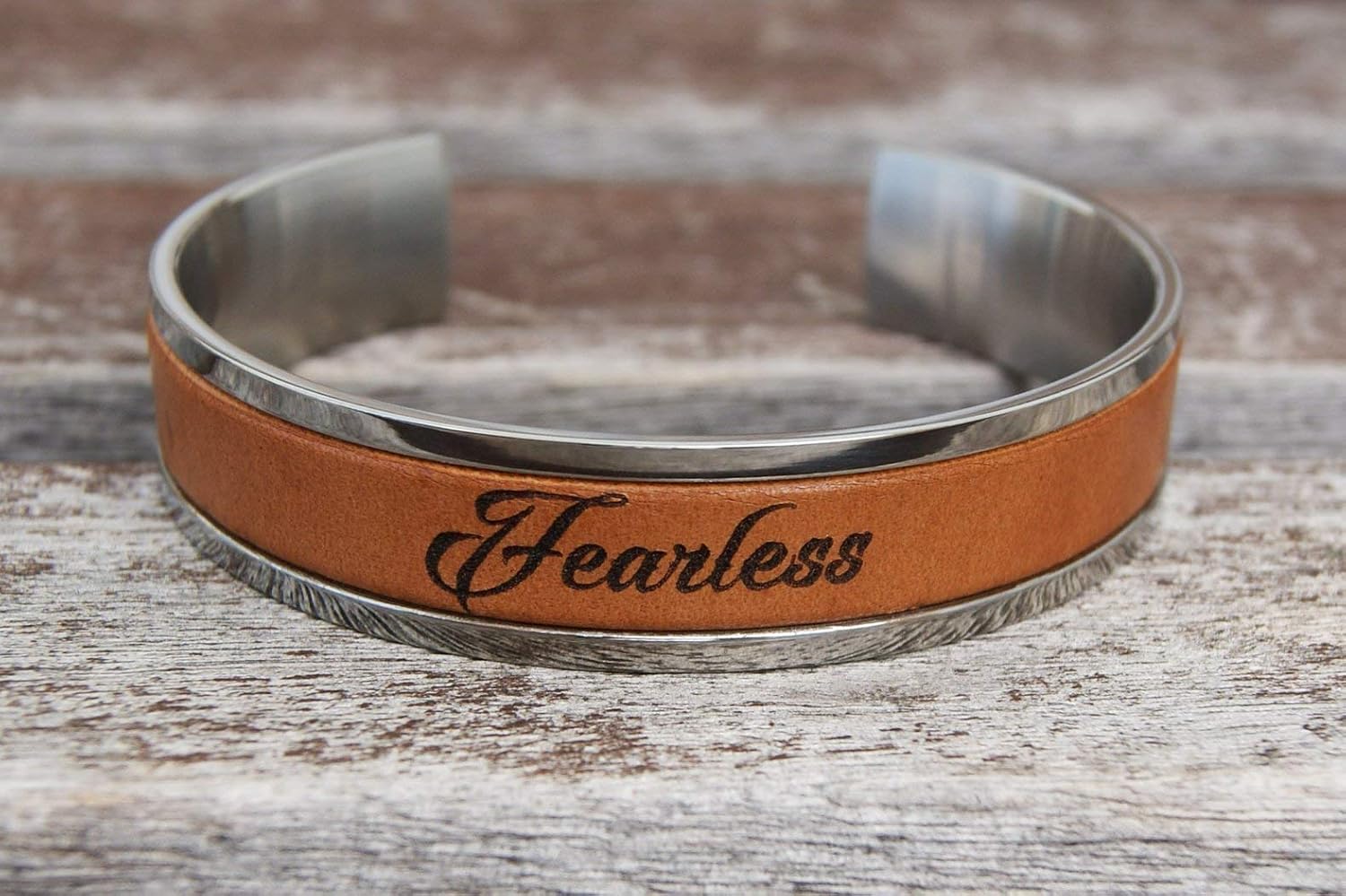 Inspirational Jewelry for Men Steel Cuff Bracelet Custom Gift for Friend