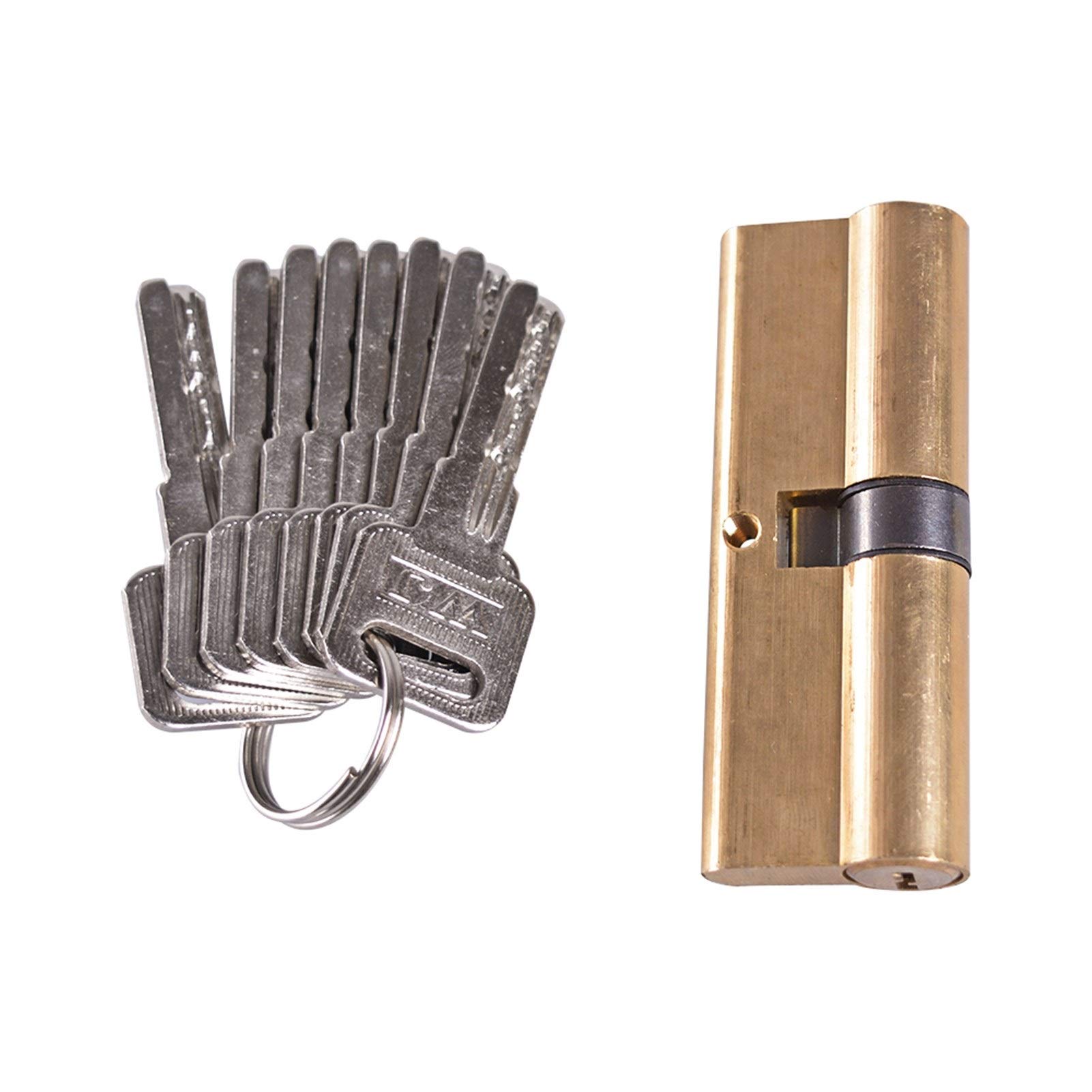 Upvc Door Locks,Lock Cylinder Thumb Turn Euro Profile Cylinder Barrel Lock Brass Satin Nickel Finish 85mm with 8 Keys