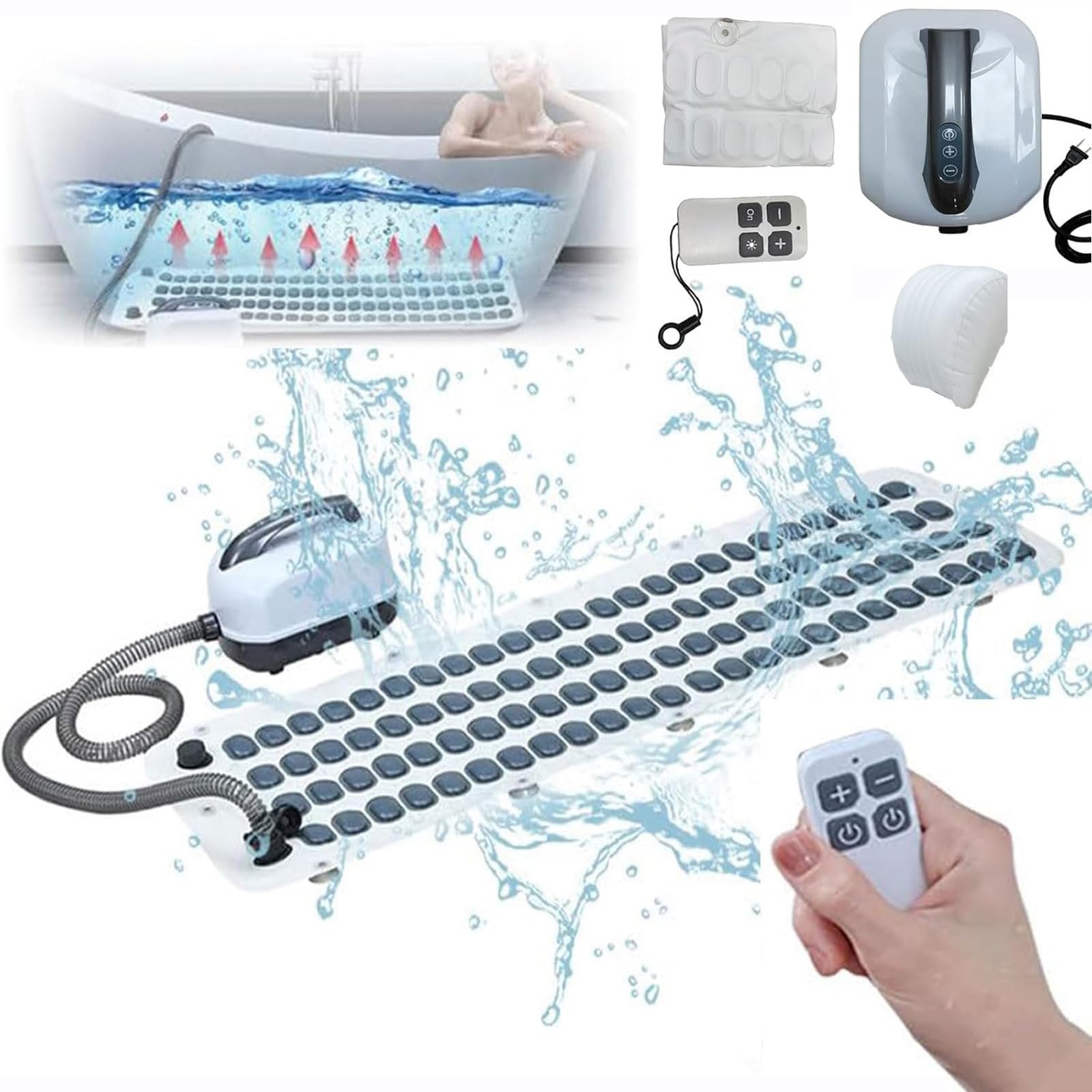 Alfombra de baño de masaje con burbujas y almohada inflable