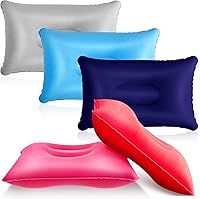 Maitys 5-Pack Inflatable Travel Pillows - Compact Portable Air Pillows for Camping, Hiking, Airplane Neck Lumbar Support (Multicolor, 13x9 Inches)