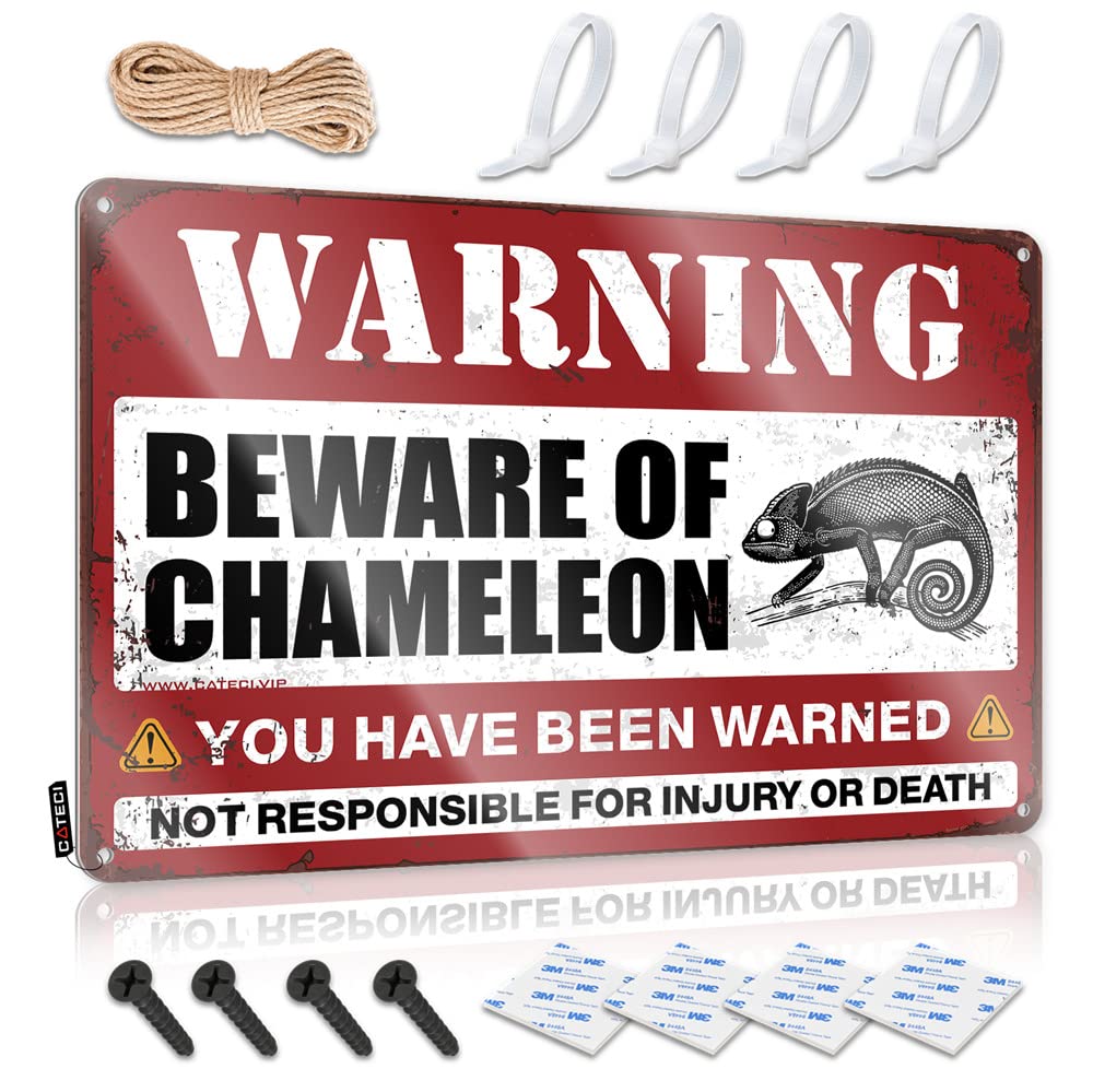 Poster Positive Statue Home Decor - Beware Of Chameleon Affirmation Rustic Style Artwork For Antimicrobial(20X30CM)