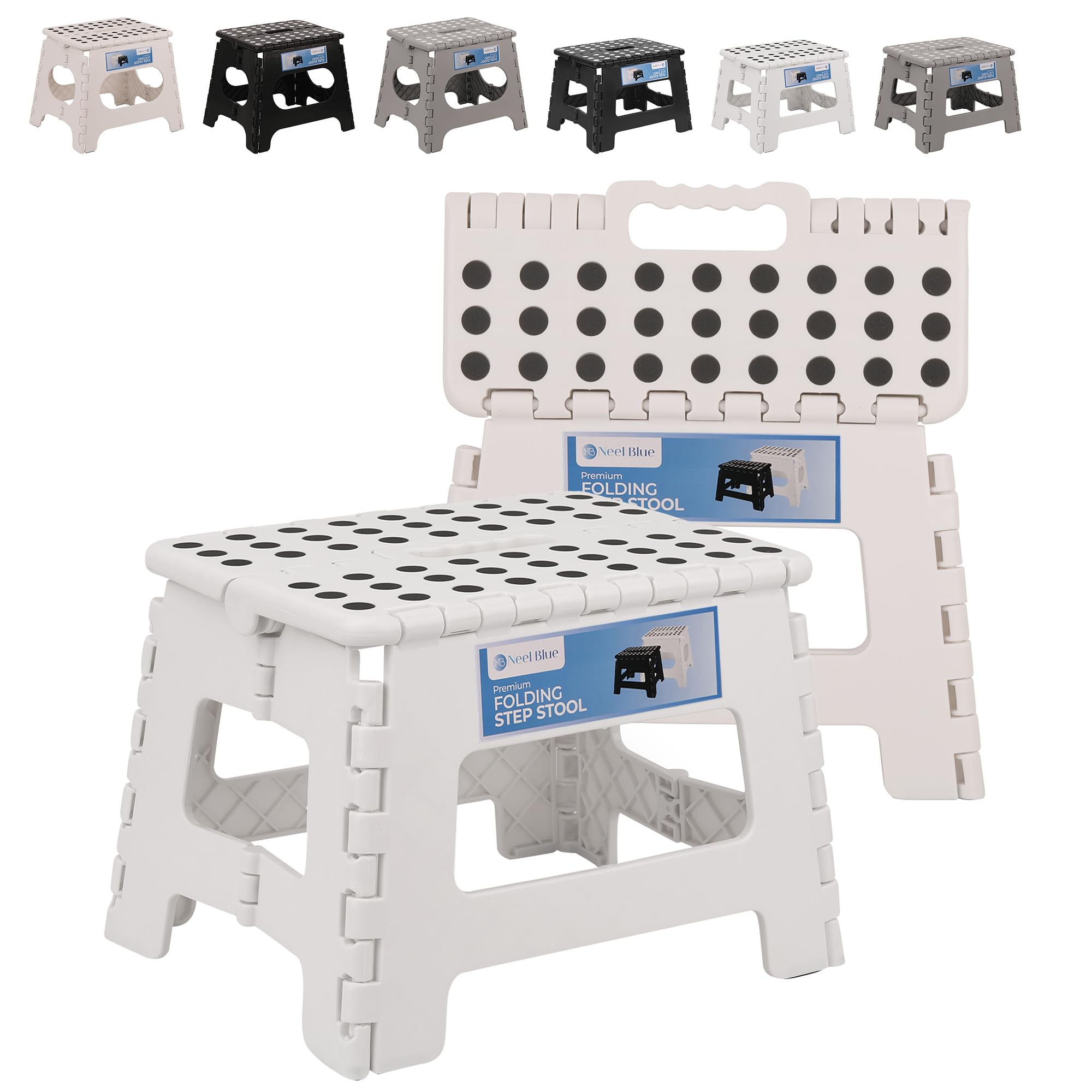 WedDecor Folding Step Stool 330lbs for Kids & Adults, 9 Inch - White