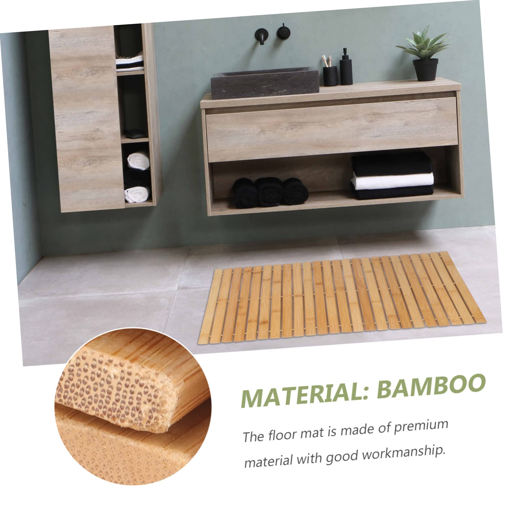 MAGICLULU Tapis de Salle de Bain en Bambou Antidérapant Marron sans Assemblage, Tapis Élégant et Multifonction pour Maison ou Présent de Pendaison de Crémaillère