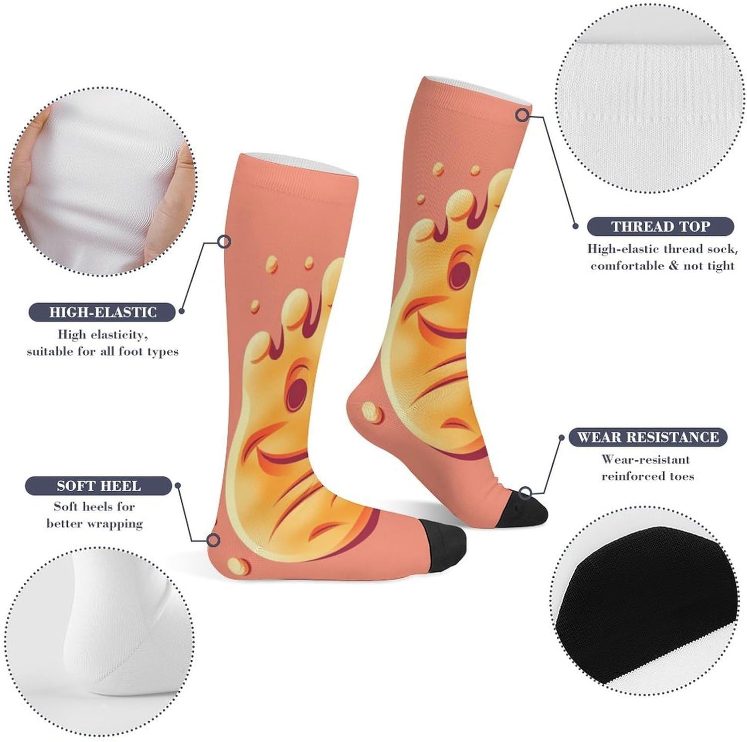 Knee High Socks Happy Foot Long Tube Boot Seamless Toe