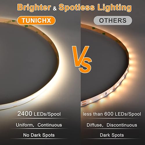 Miniatura 2 de COB - Tira de luces LED con certificación UL, CC de 24 V, tiras LED flexibles y superbrillantes, 16.4 pies, 4000 K, blanco natural, CRI 90+, 2400