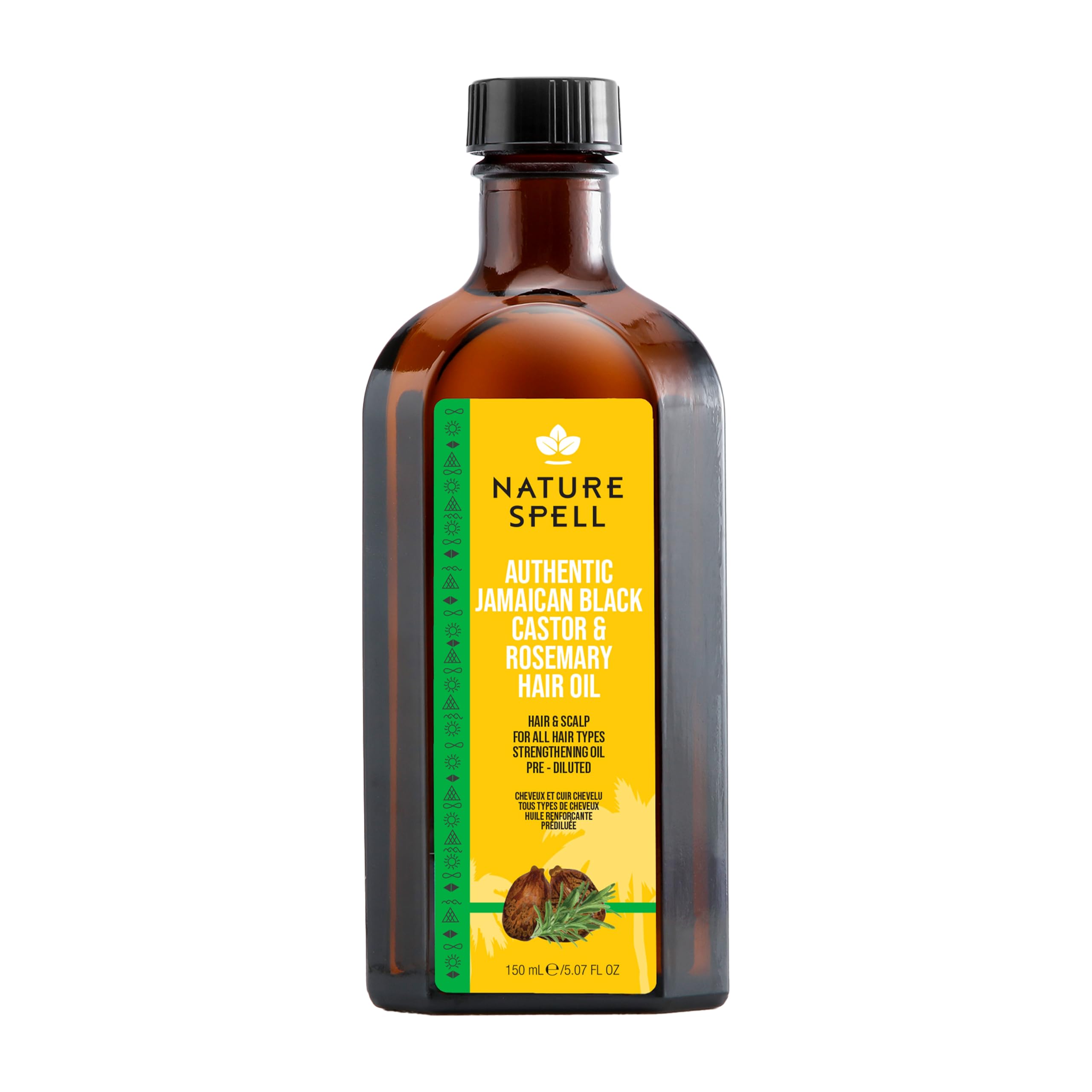 Nature SpellJamaican Black Castor and Rosemary Oil Blend for Hair & Scalp, Pre-Diluted Oil to Strengthen Roots and Smooth Strands, For All Hair Types, Vegan, 5.07 Fl Oz