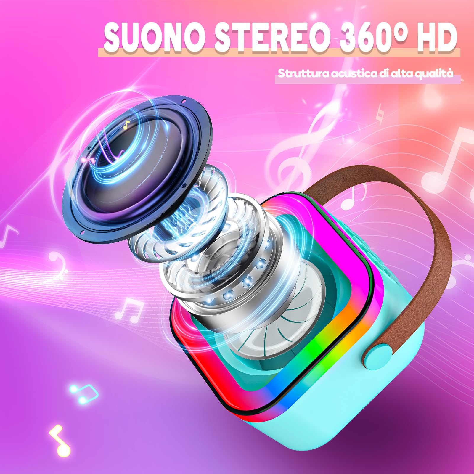 Dislocati Microfono Bambini, Giochi Bambini 3-12 Anni Karaoke con Microfono Regali Bambini 3-12 Anni Microfono Wireless Giochi per Bambini Microfoni Karaoke Bambini Regalo Bambina 4-12 Anni