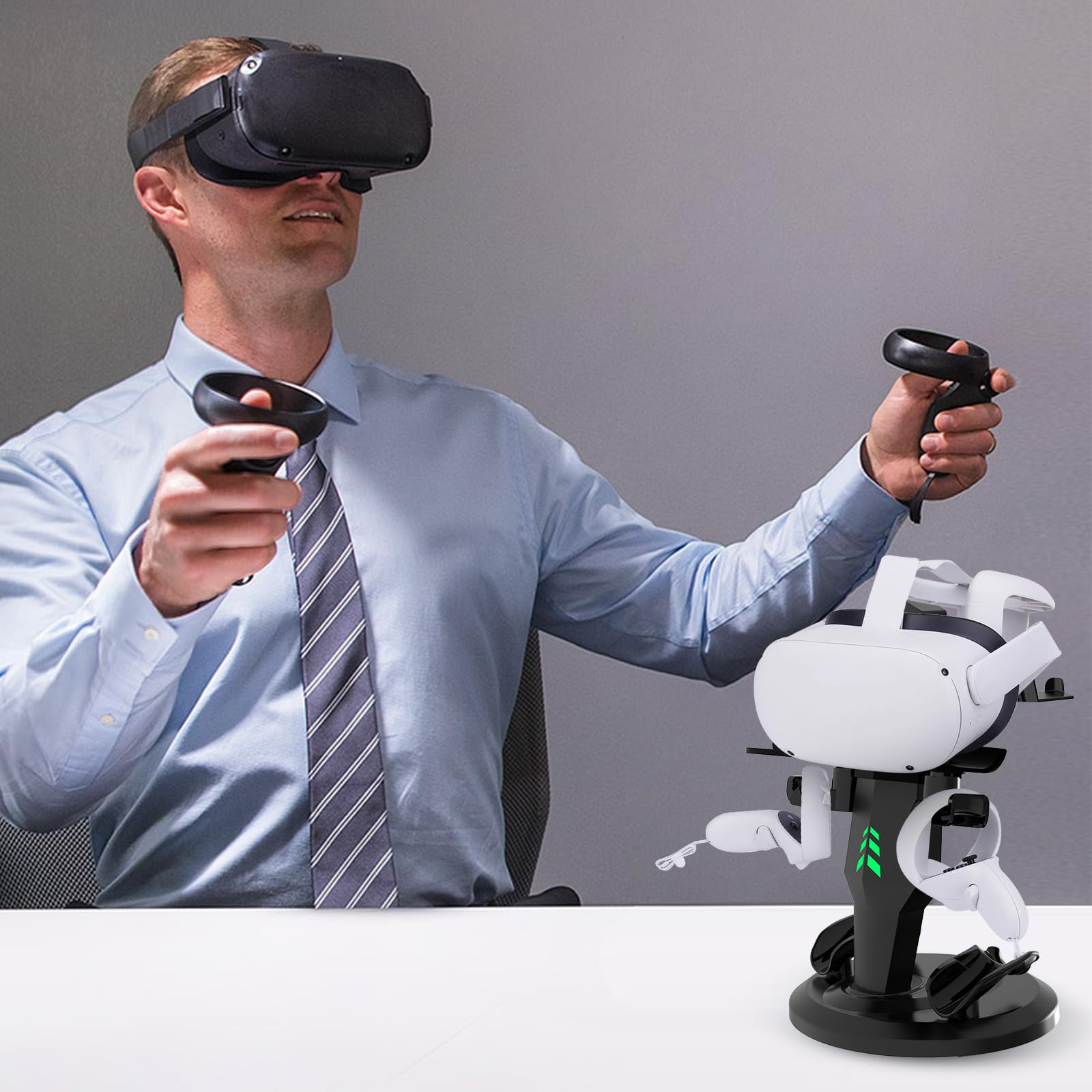 G-STORY Charging Dock for Meta Quest 3/Quest 3S/Quest 2 VR Headset and Controllers, VR Charging Station with LED Lights, Fast charger Dock Stand for oculus quest Pro Accessories with Type-C Cable - 4