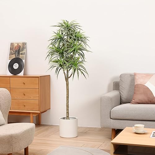 Miniatura 5 de SOGUYI Árboles artificiales de 5 pies, planta de interior de dracaena sintética, plantas falsas con maceta de plástico para guardería, planta de