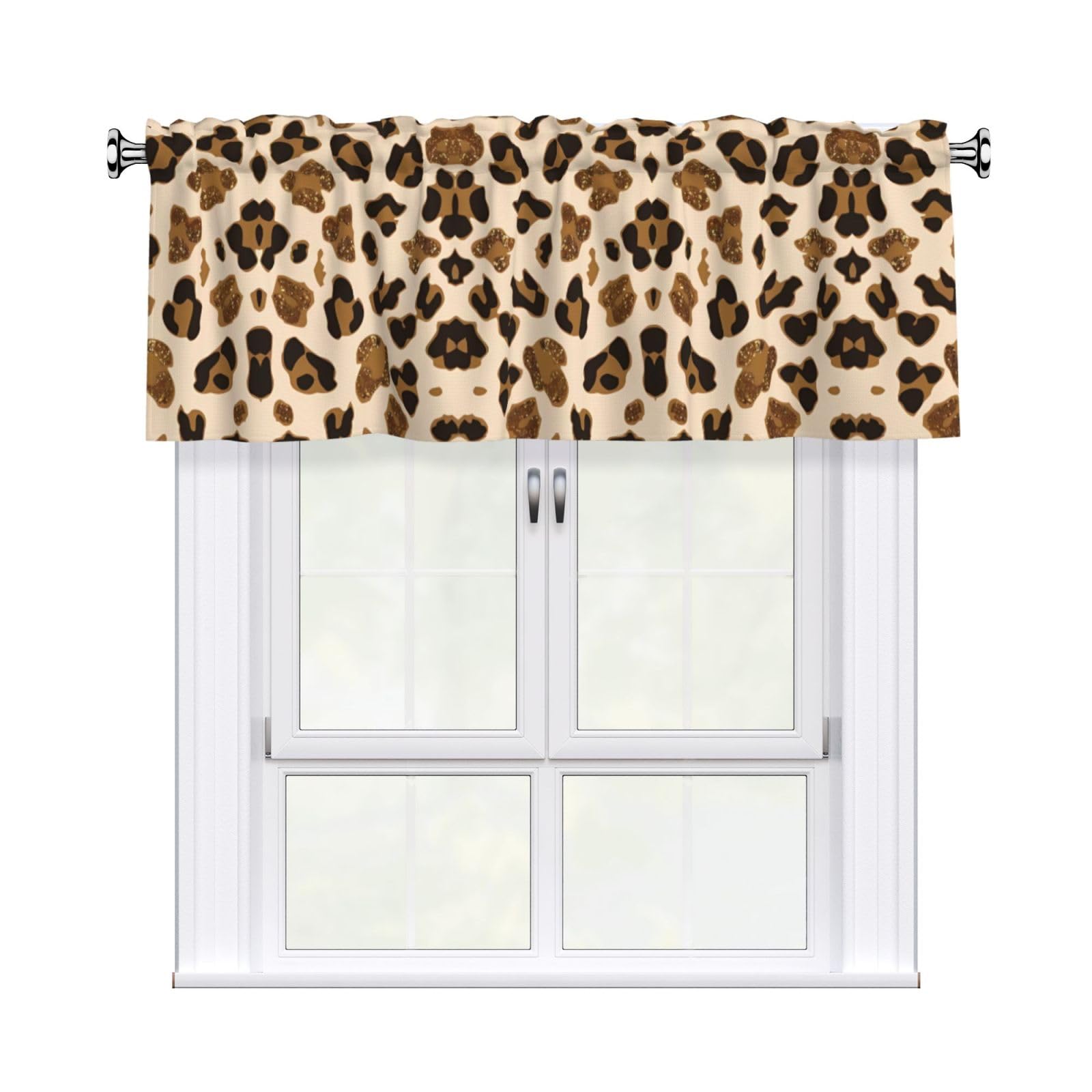 YYHHAOFA Animal Leopard Prints Durable Kitchen Window Layer – 54x18 Inch 100% Polyester Valance with Precision Construction