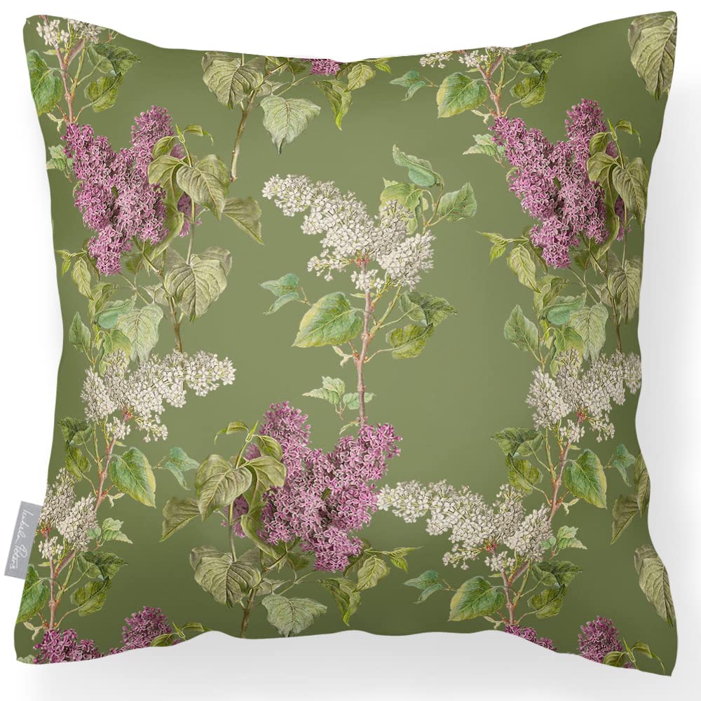 Izabela Peters Evening Garden - Sage Waterproof Outdoor Cushion, 43 Cm, Filled Furniture Seat Cushions For Garden Chairs