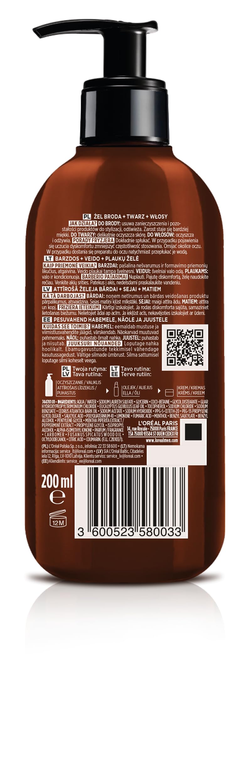 L'Oréal Paris Men Expert Barber Club Żel myjący Broda + Twarz + Włosy, 200 ml