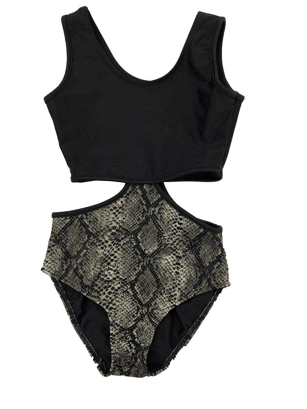 Cheryl Creations Kids Shiny One Piece Monokini (Grey Snake, Small 7/8)