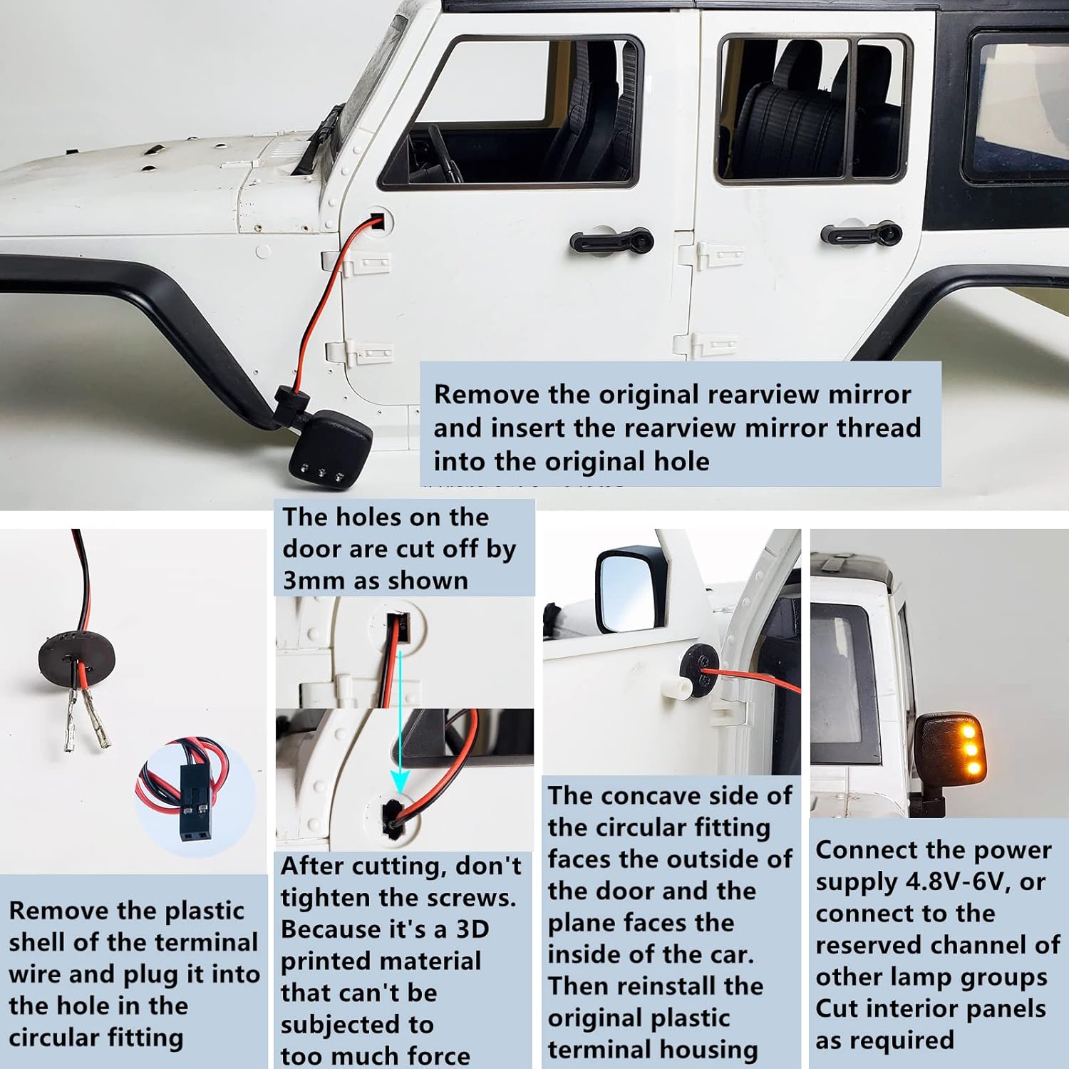 Maleonn RC Left and Right Side Mirrors Kit Rear View Mirrors Set for 1/10 RC Crawler Car SCX10 Upgrades Accessories
