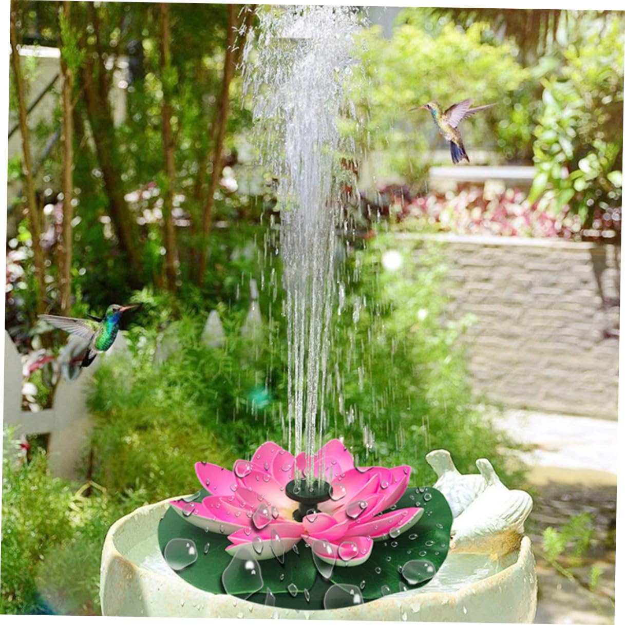 Outanaya Pompa per Fontana Pannello Solare a Forma di Loto in Plastica, Funzionamento Automatico e Design Galleggiante la Decorazione del Giardino la Circolazione Dell'acqua Durante