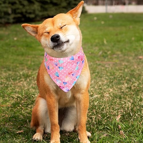 Miniatura 7 de Bandana suave para perro con patrón de corazón rojo, cómoda bufanda triangular de algodón para cachorros y perros pequeños, pañuelo reversible de