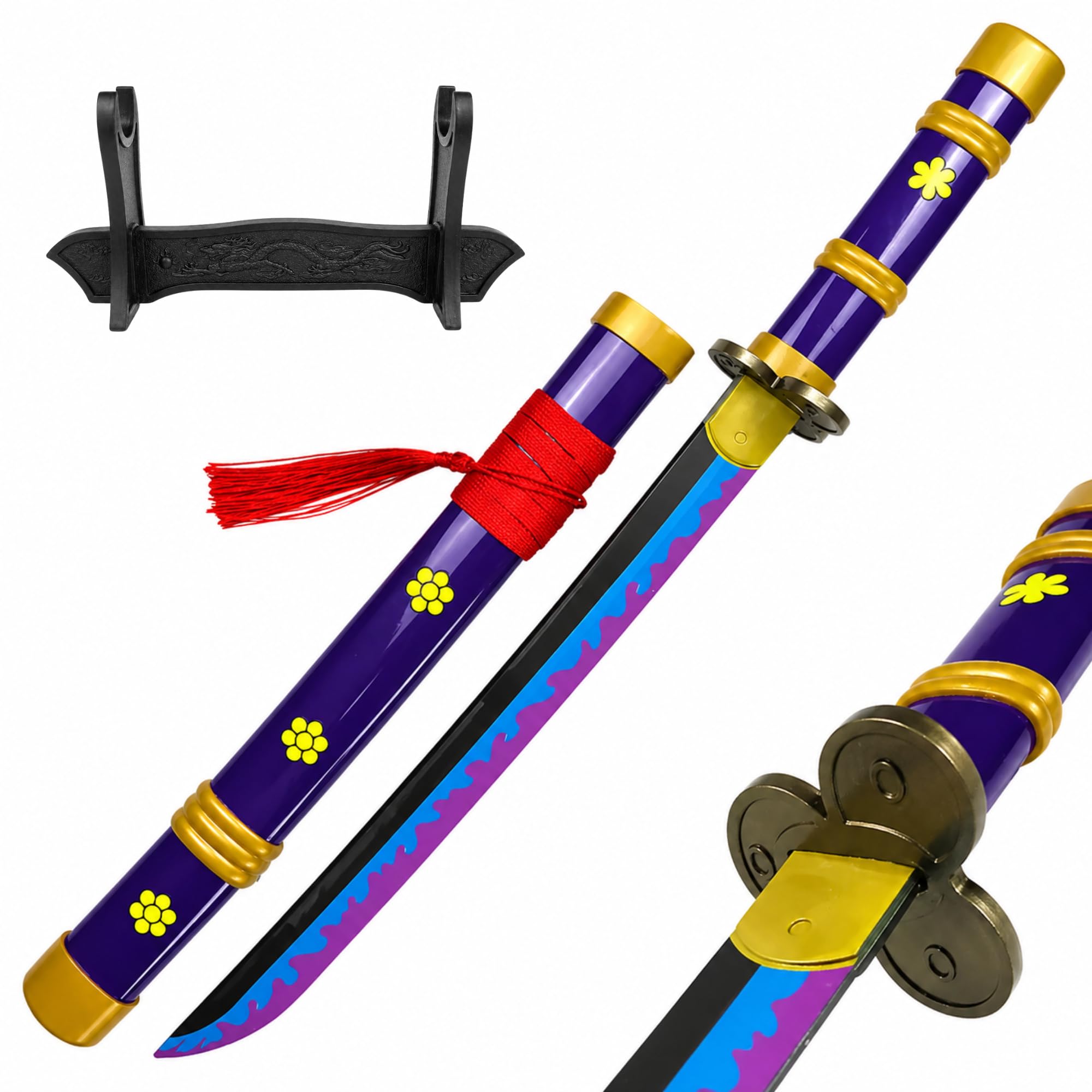 EXCELCHOICE One Piece Zoro Katana Sword 42cm Bamboo Wood ENMA
