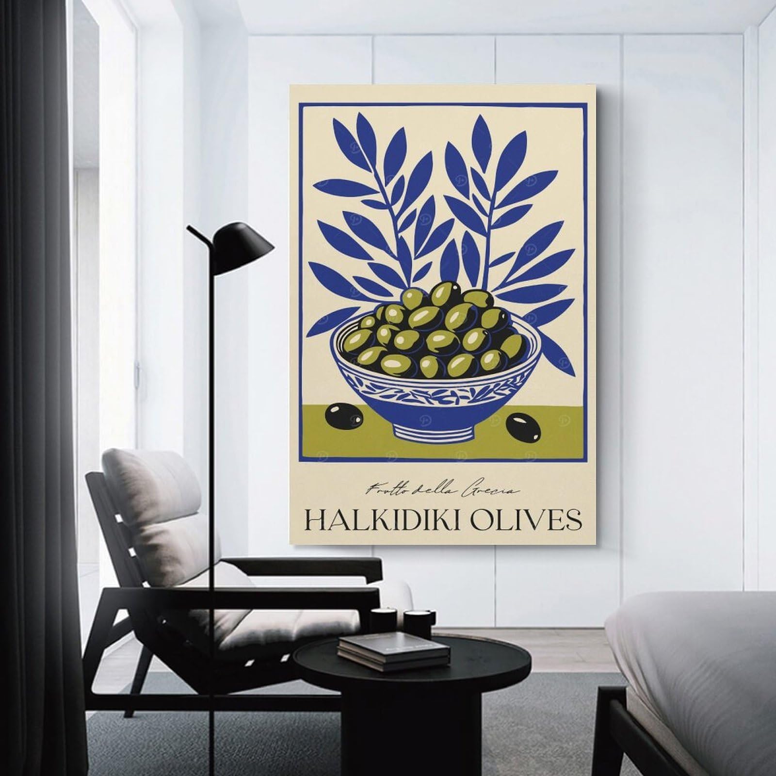 Junmoney Greece Olives Canvas Wall Art, 24x36inch(60x90cm), for Entrance Walls, Hall Decor Or Foyers, Wall Decor to Refresh Empty Corners