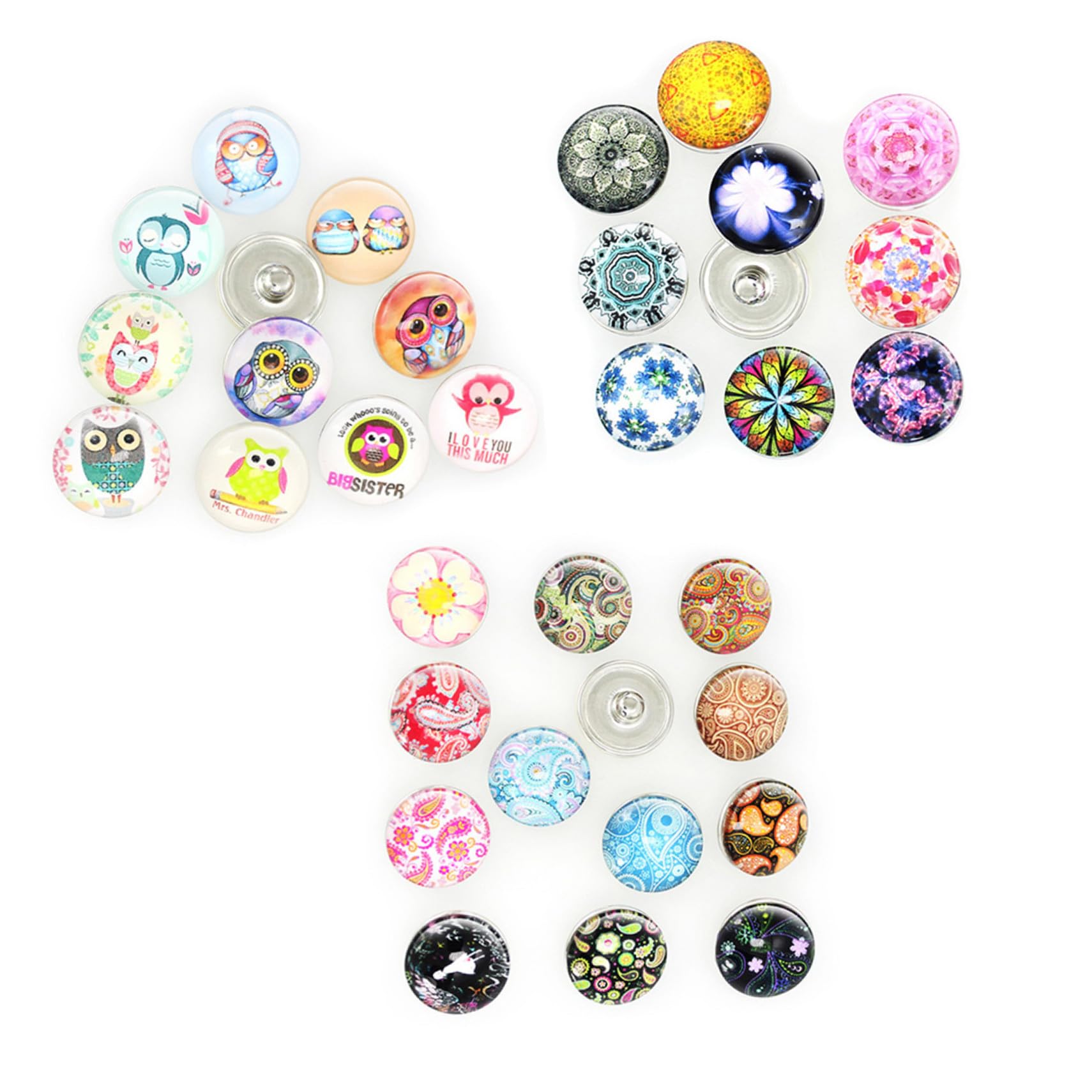 Anneome 90pezzi Pulsanti Rotondi Per Bracciali e Collane Stili Misti Per Gioielli Femminili Charm Decorativi Per Accessori Moda