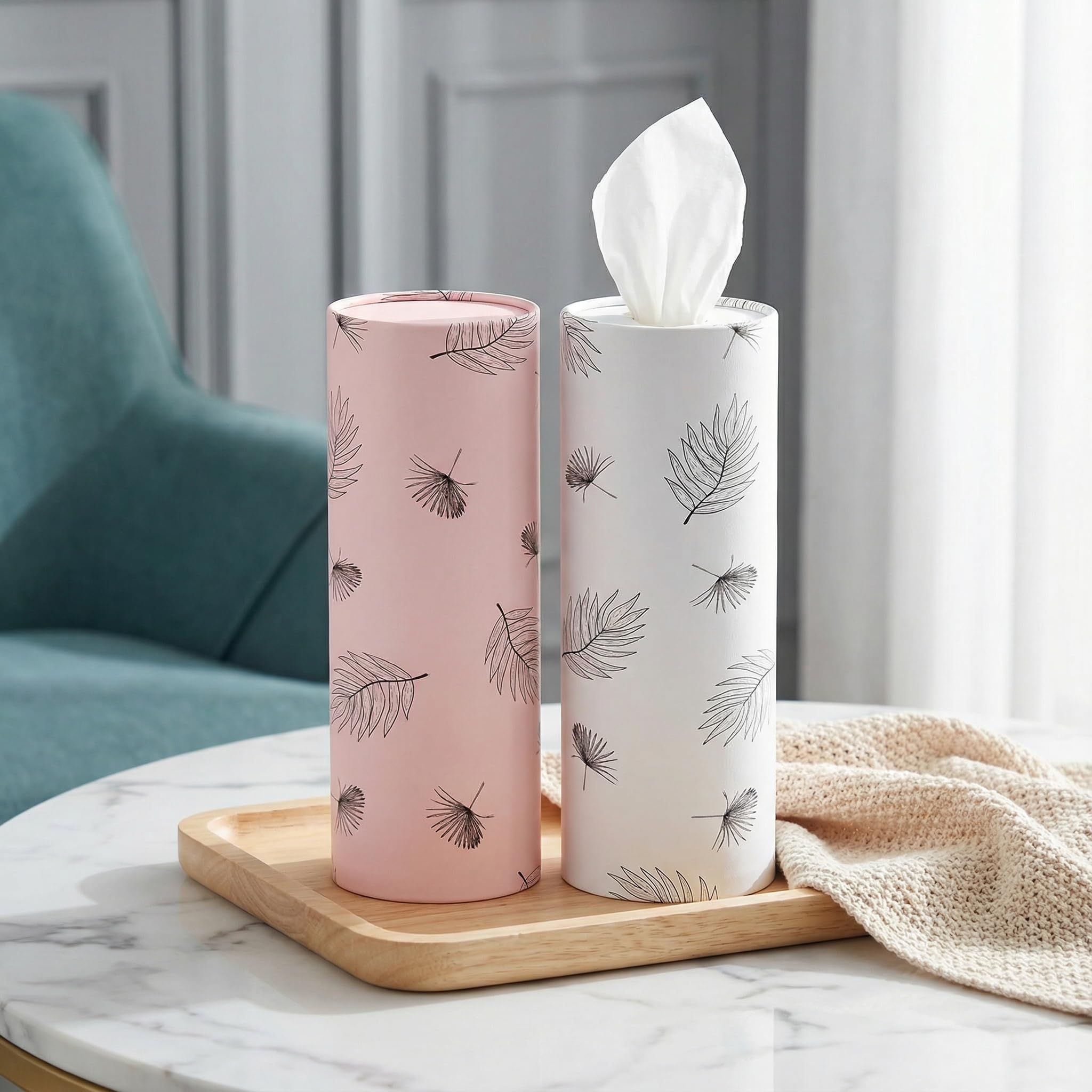 Car Tissue Holder with Facial Tissues - Cylinder Container Tissue