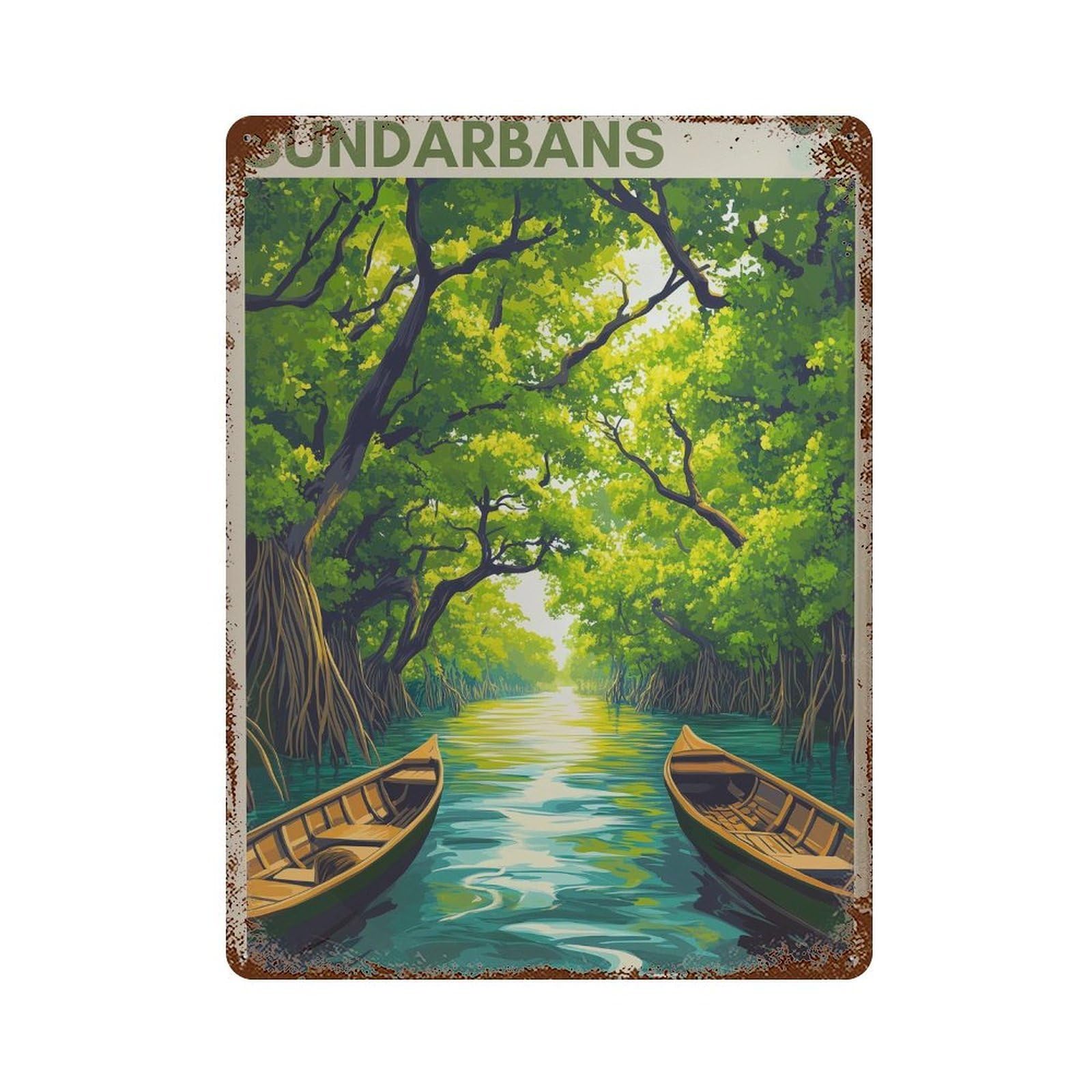 xiaoxiaoshen Sundarbans Bangladesh Travel Tropical Wall Decor Art Metal Tin Poster Modern Home Decor Art Home Bar Shop Decorations Vintage Sign 40x30cm