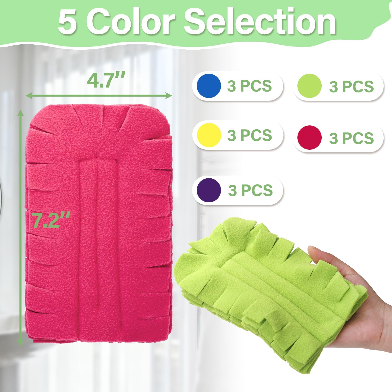 WRINGKIT 15 recambios reutilizables para plumero, almohadillas de forro polar resistentes de 360°, compatibles con plumero de mano Swiffer, para limpiar techos, ventiladores, maderas duras, ventanas,
