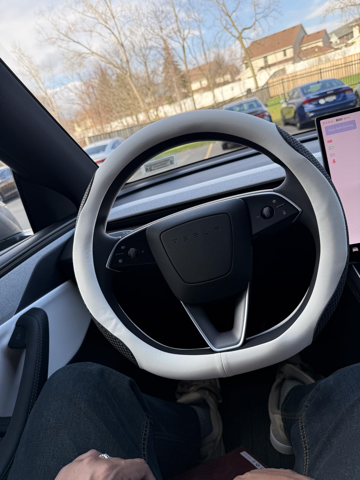 Tesla Model Y & Model 3 Nappa Leather Steering Cover – Non-Slip (2017–2026)