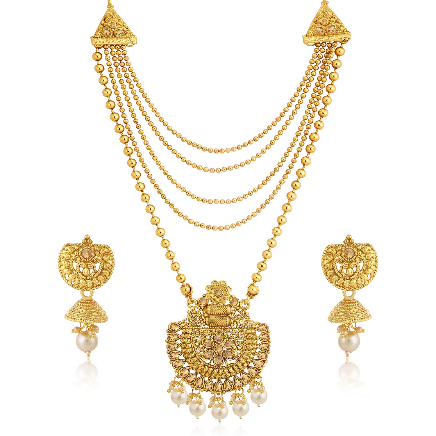 Sukkhi Glittery LCT Gold Plated Wedding Jewellery Pearl Long Haram Necklace Set For Women (N83800) (B07Z1YKW3M) Amazon Price History, Amazon Price Tracker
