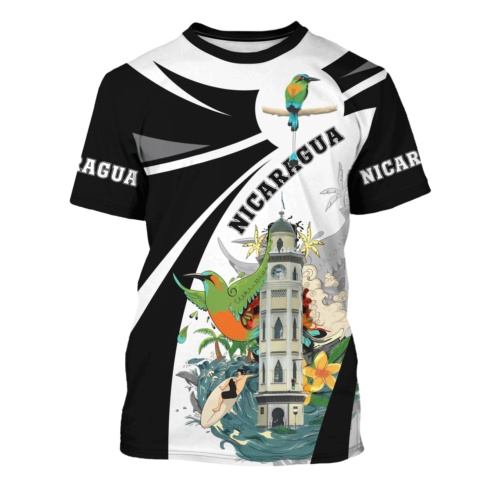 DFZ Nicaragua Flag Shirt Novelty Tee Short Sleeve Tops Graphic 3D Printed Nicaragua Men Shirt Jersey