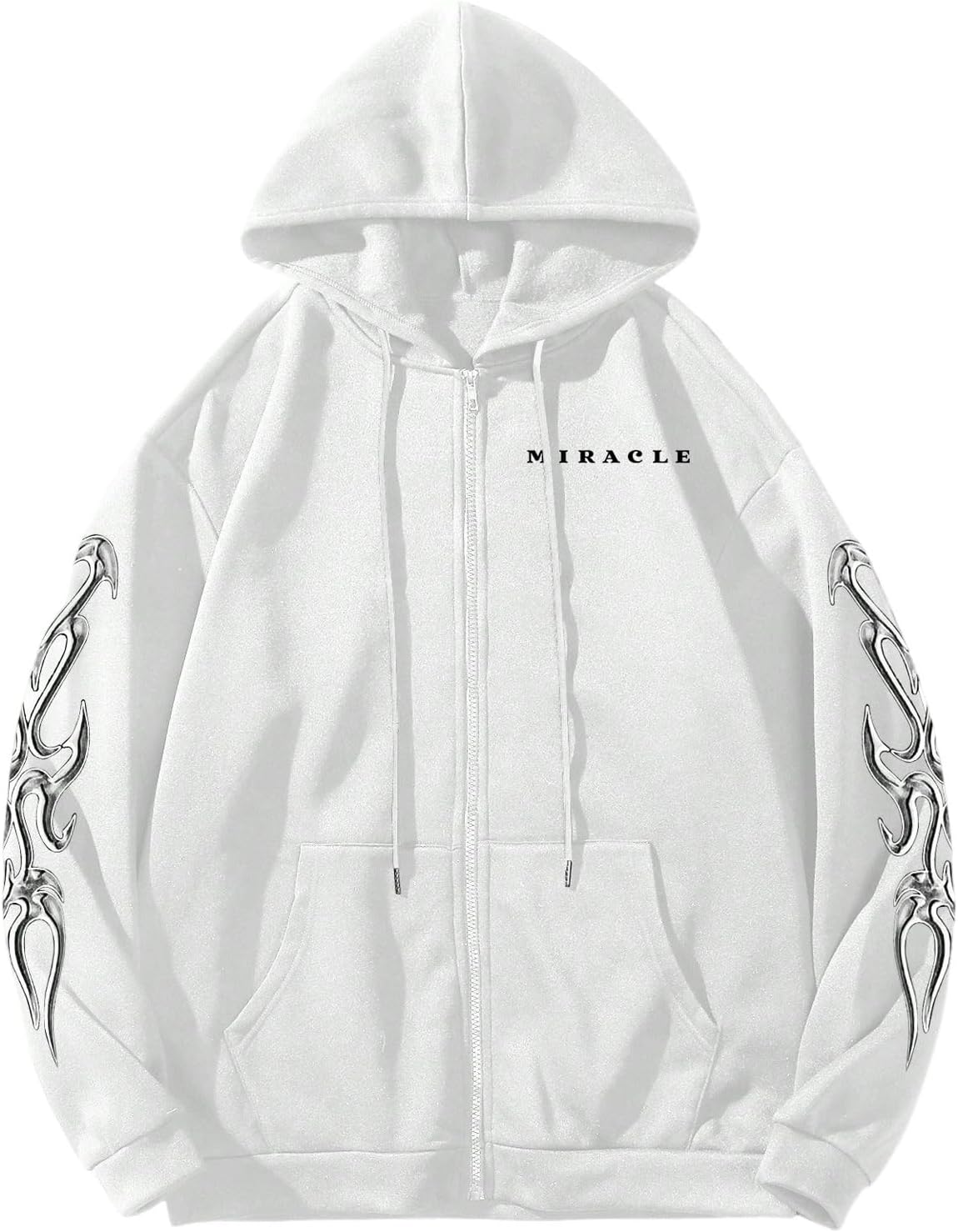 GORGLITTER Men's Y2K Graphic Zip Up Hoodies Streetwear Designer Baggy Pullover Hooded Sweatshirts Jacket