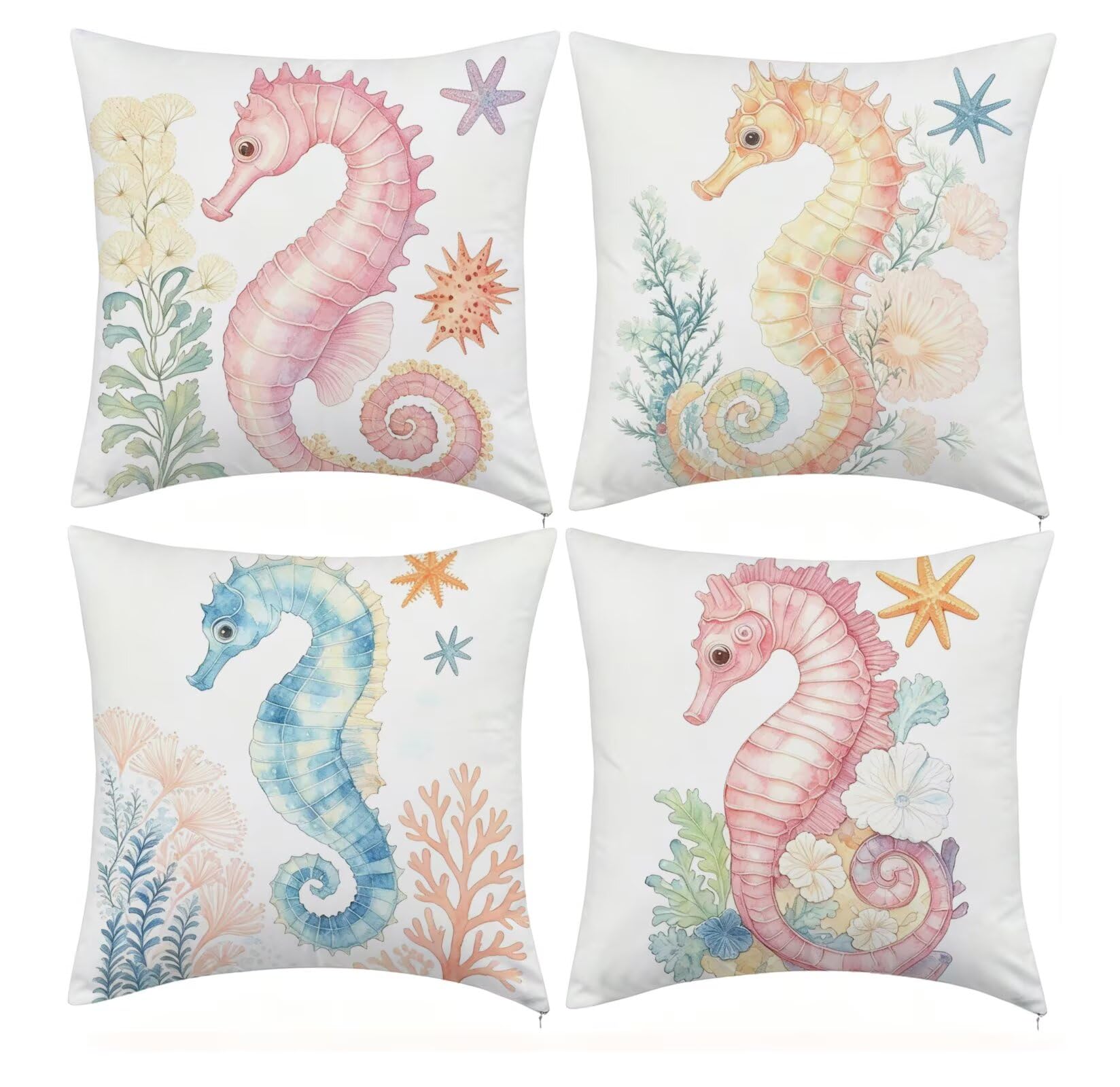 Juego de 4 Fundas Cojín 45x45 Rosa Terciopelo Cojines Sofa Cuadrado GJ-99