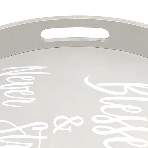 Miniatura 8 de Elegant Designs HG2013-GYS - Bandeja redonda decorativa de madera para servir de 13.75 pulgadas con asas, color gris