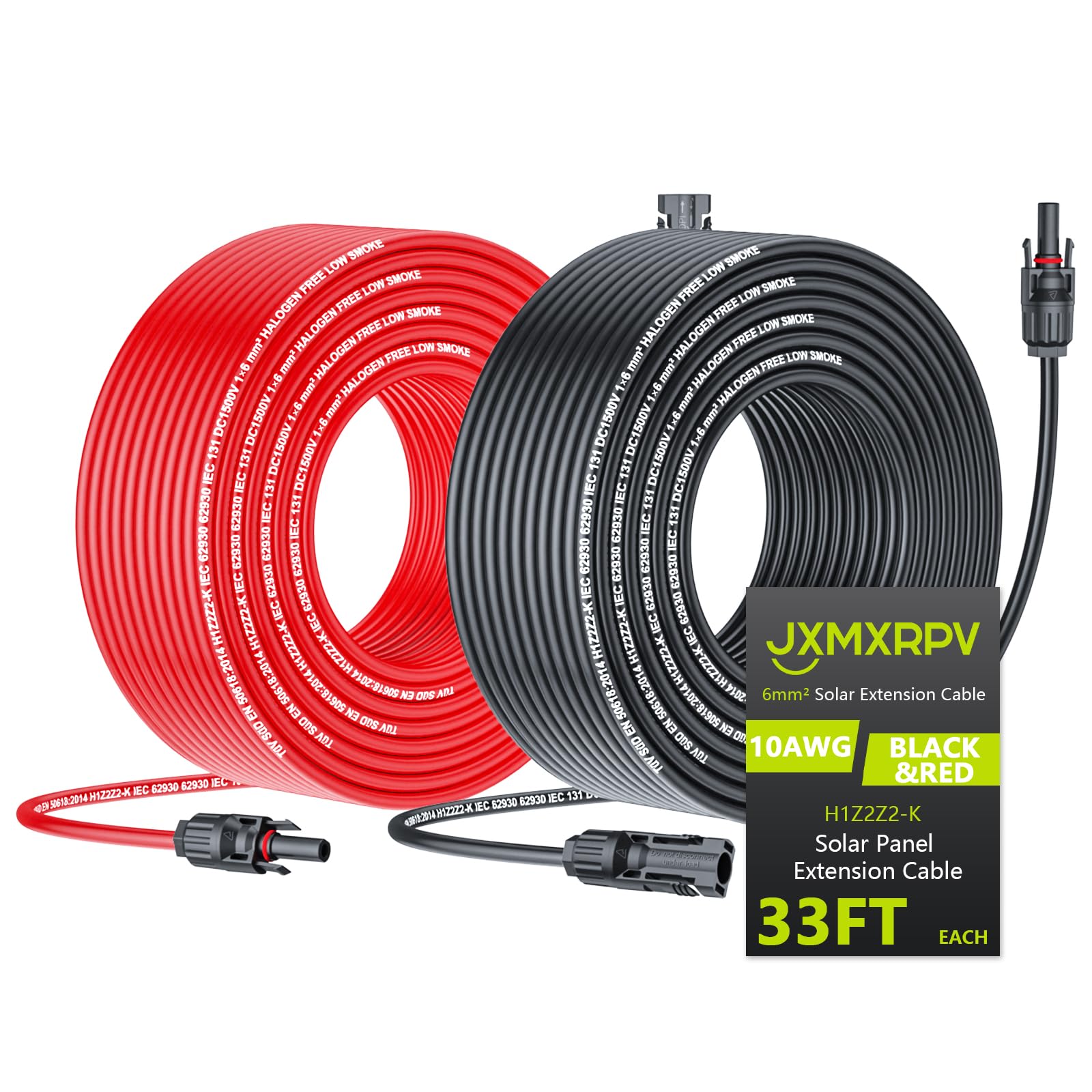 JXMXRPV Solar Charge Controller Extension Cable 33 Ft 10AWG (6mm²) with Female and Male Connector, Weatherproof Solar Panel Extension Cable Wire Adapter Kit for Home Boat RV Solar Panels (33FT 10AWG)-picture-10