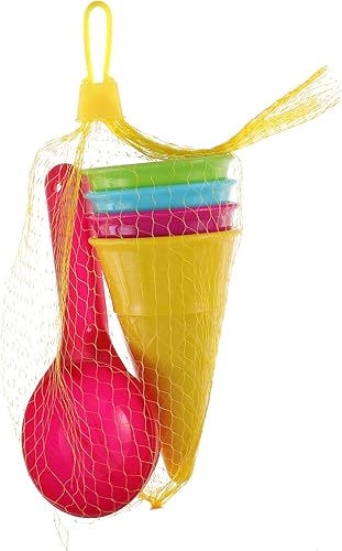 Miniatura 8 de TOYANDONA Juego de moldes de arena para niños, 10 unidades, conos de helado, conos de cuchara, juegos de arena para exteriores, juego de juguetes de